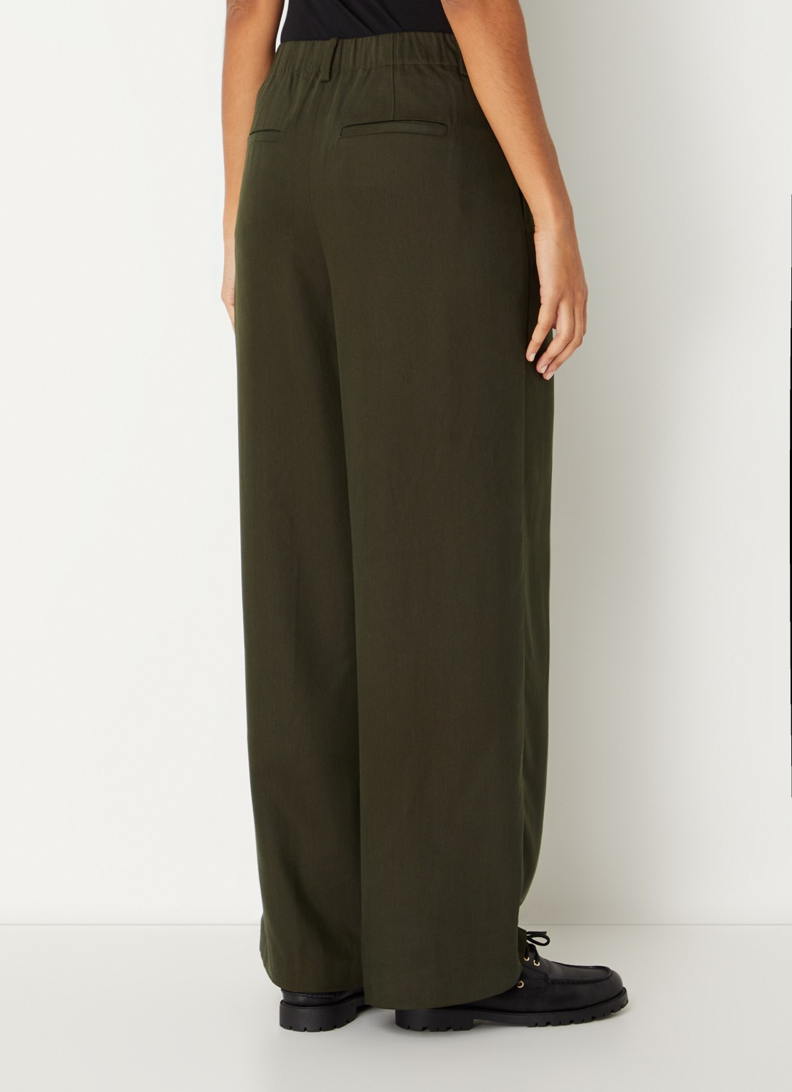 MSCH Copenhagen Mschesterika high waist wide fit pantalon  - achterkant 4 legergroen