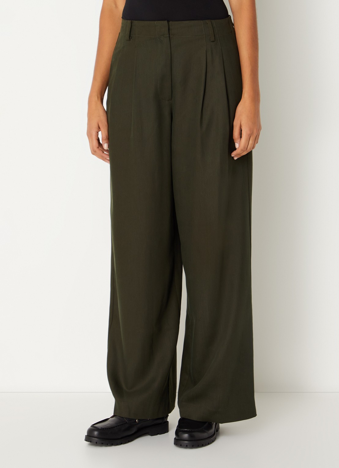 MSCH Copenhagen Mschesterika high waist wide fit pantalon  - detail 3 legergroen