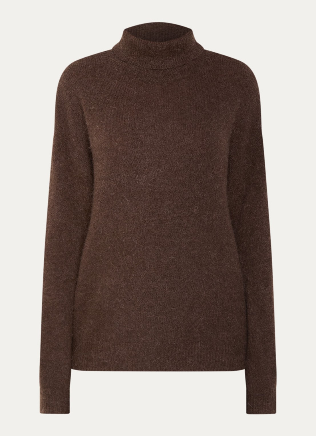 MSCH Copenhagen MSCHFestina fijngebreide trui in alpaca wolblend met col - voorkant 2 donkerbruin