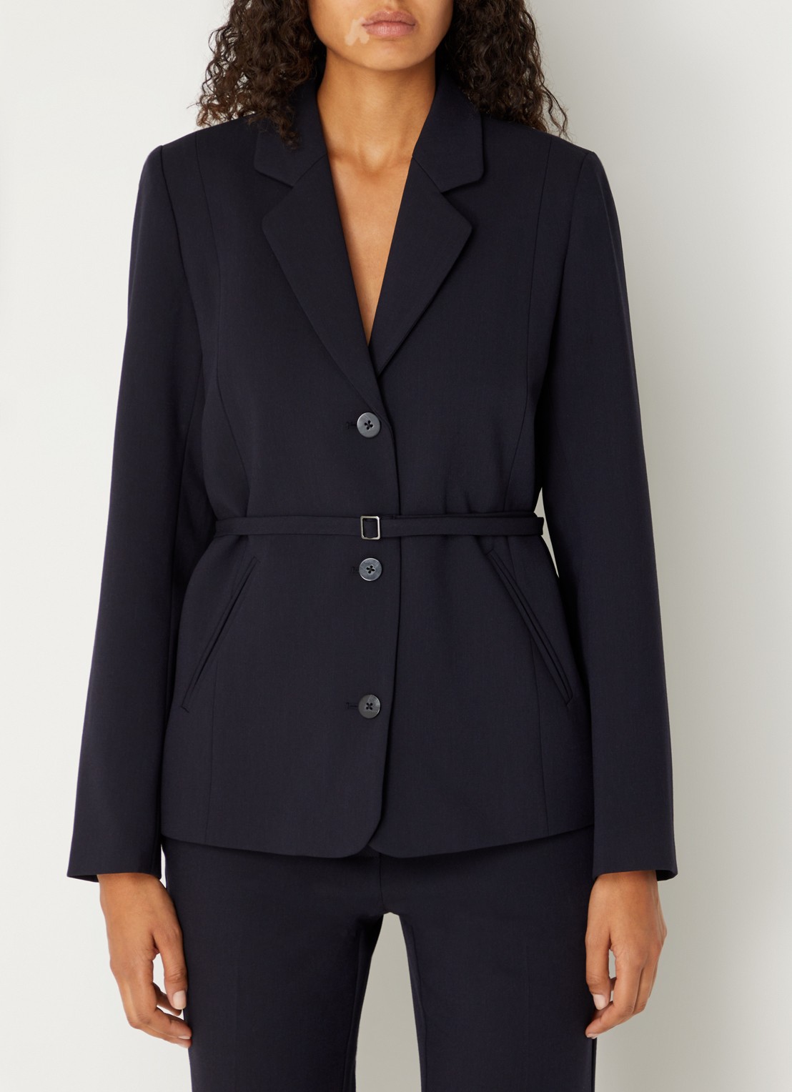 MSCH Copenhagen Mschfreylia blazer met paspelzakken en ceintuur - detail 2 blauw
