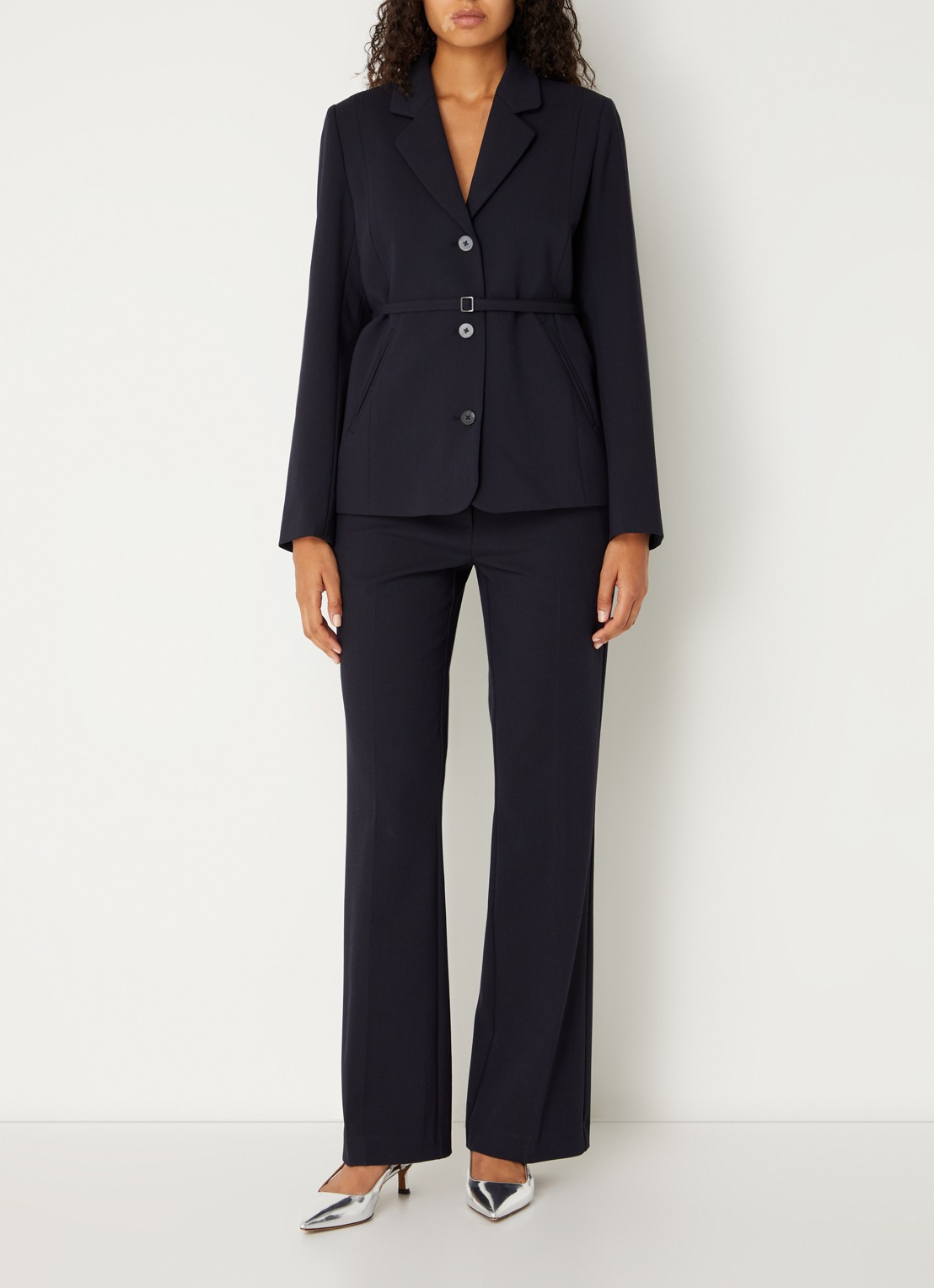 MSCH Copenhagen Mschfreylia blazer met paspelzakken en ceintuur - voorkant 4 blauw