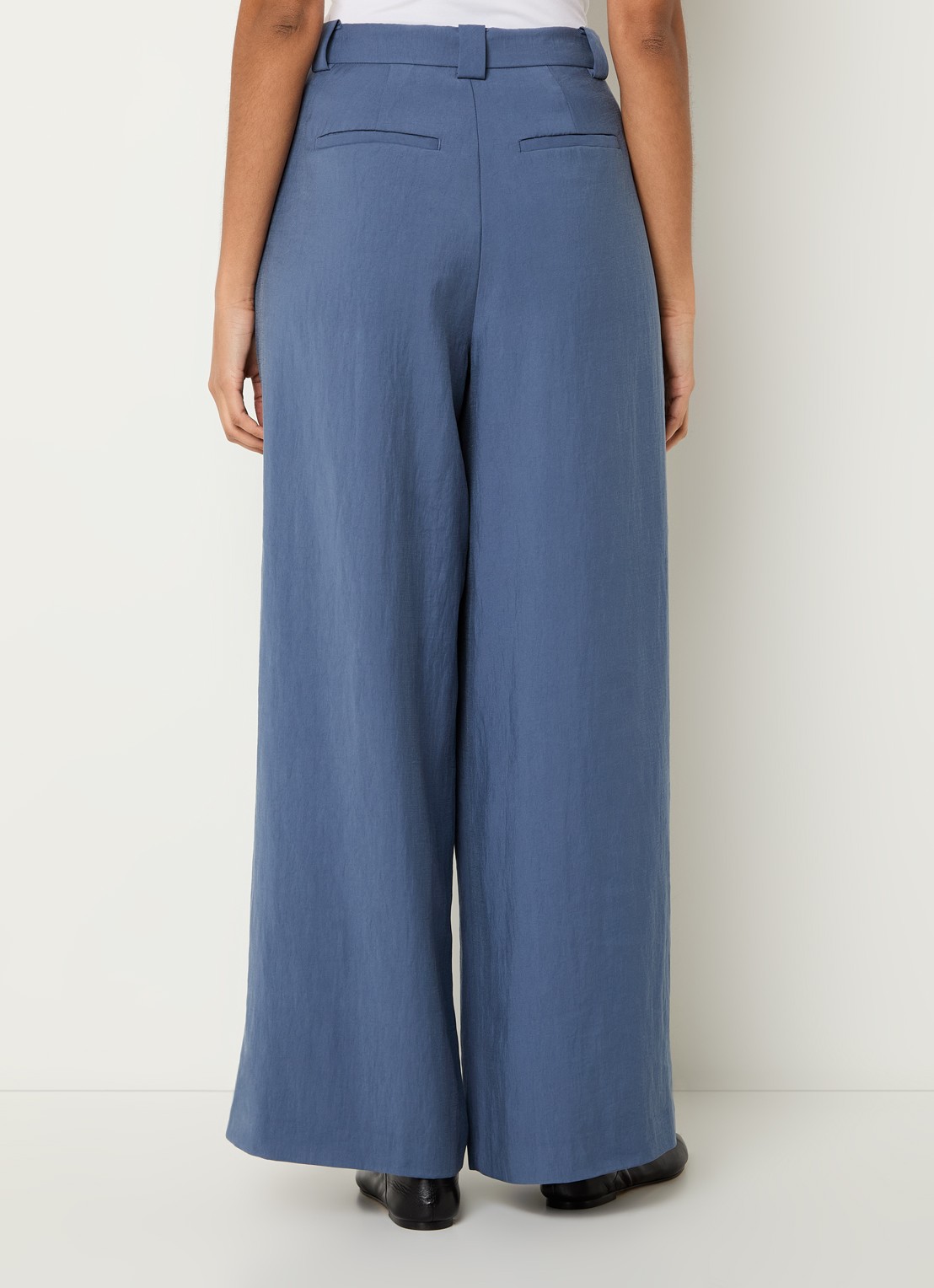 MSCH Copenhagen MSCHFrode high waist wide fit pantalon met paspelzakken - achterkant 4 staalblauw