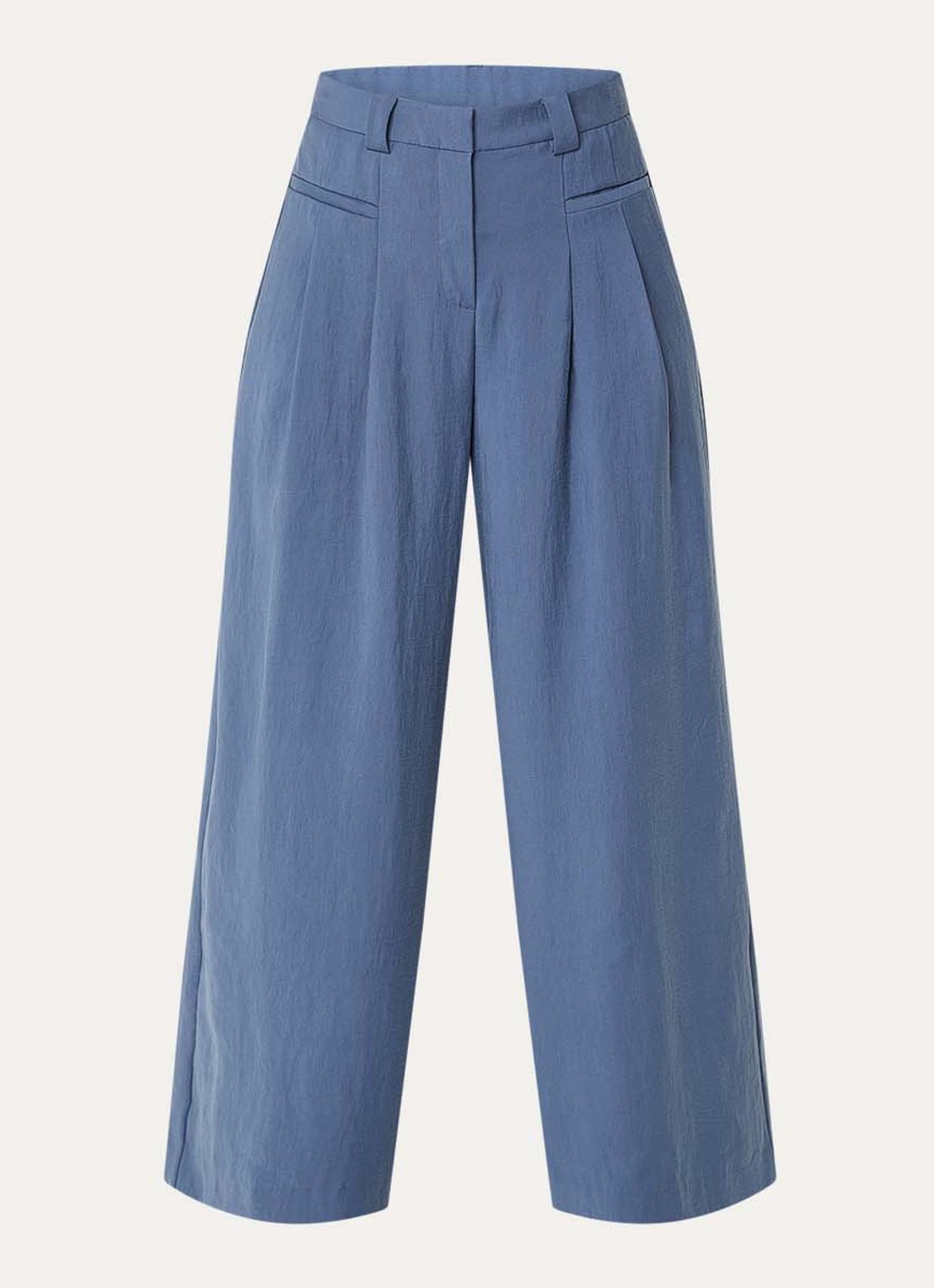 MSCH Copenhagen MSCHFrode high waist wide fit pantalon met paspelzakken - voorkant staalblauw