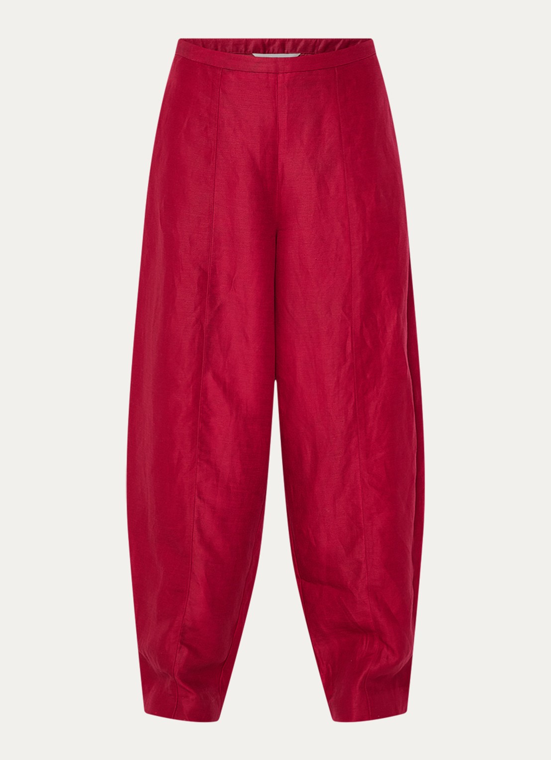 MSCH Copenhagen MSCHGraciela high waist balloon fit broek in linnenblend - voorkant 2 donkerrood