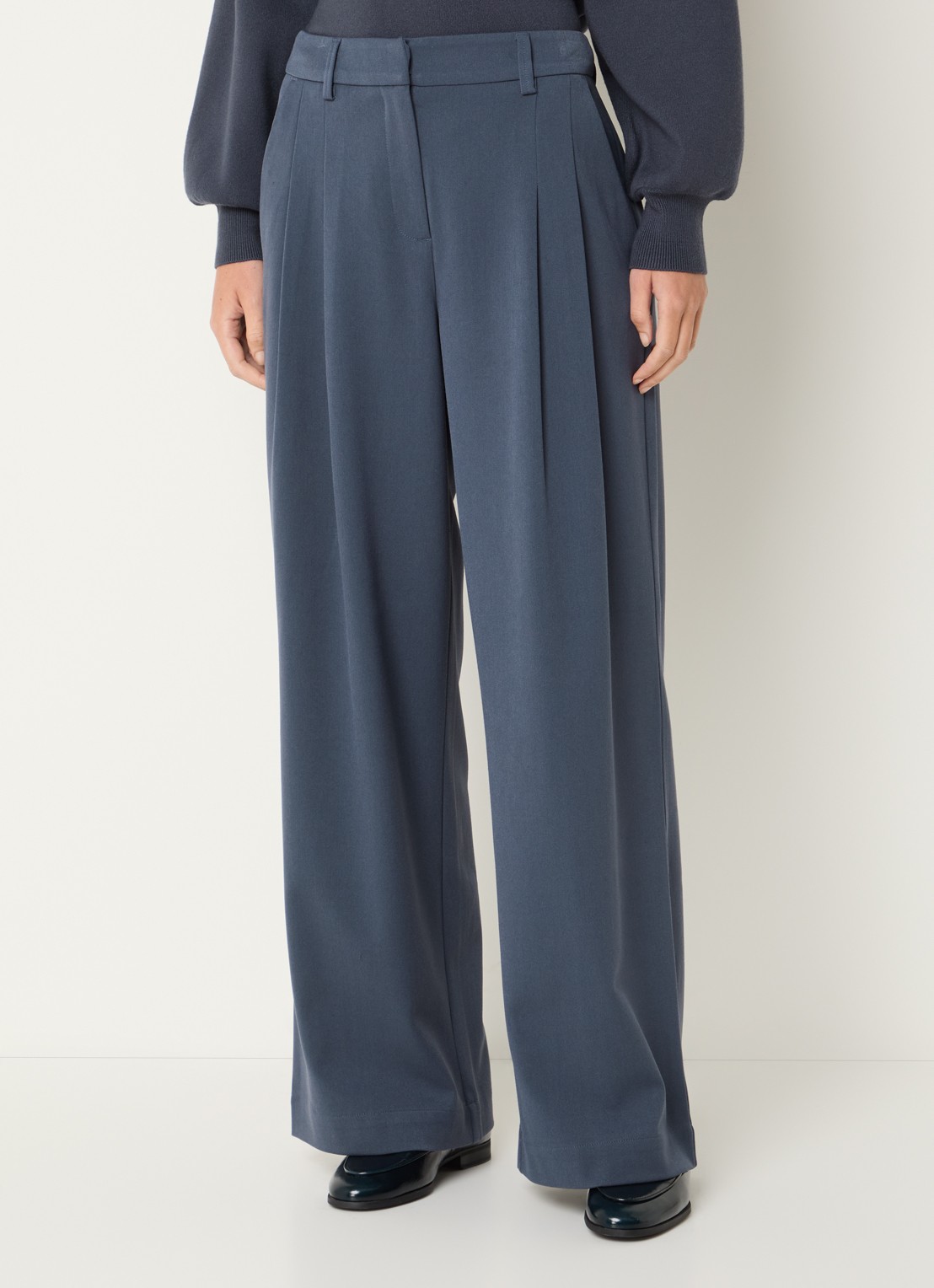 MSCH Copenhagen MSCHHenrika high waist loose fit pantalon met plooidetail - detail indigo