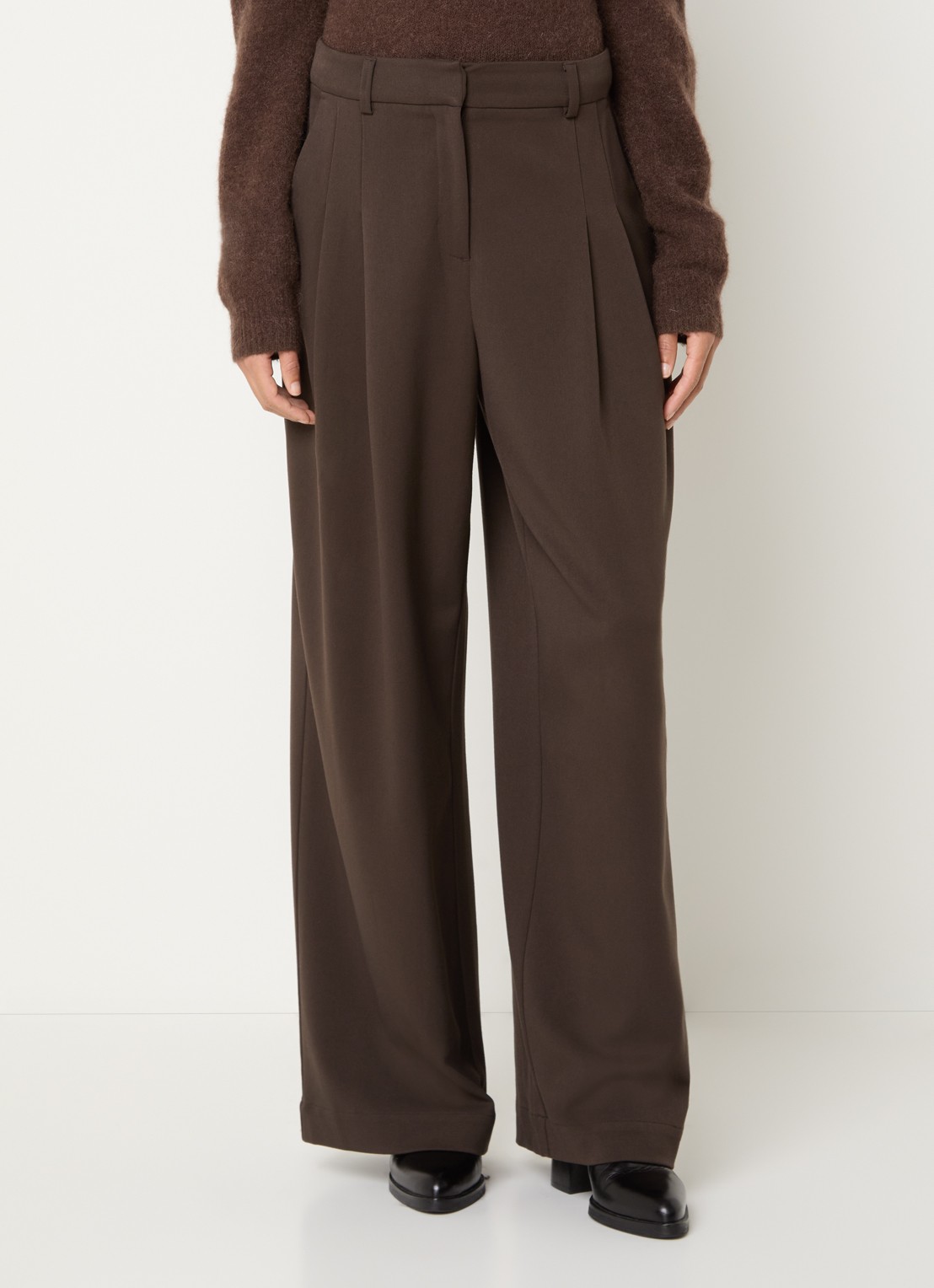 MSCH Copenhagen MSCHHenrika high waist loose fit pantalon met plooidetail - detail bruin