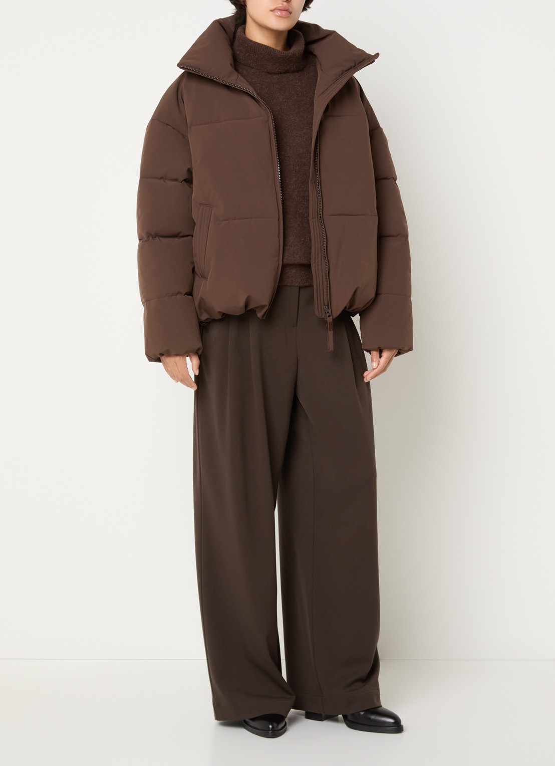 MSCH Copenhagen MSCHHenrika high waist loose fit pantalon met plooidetail - voorkant 4 bruin