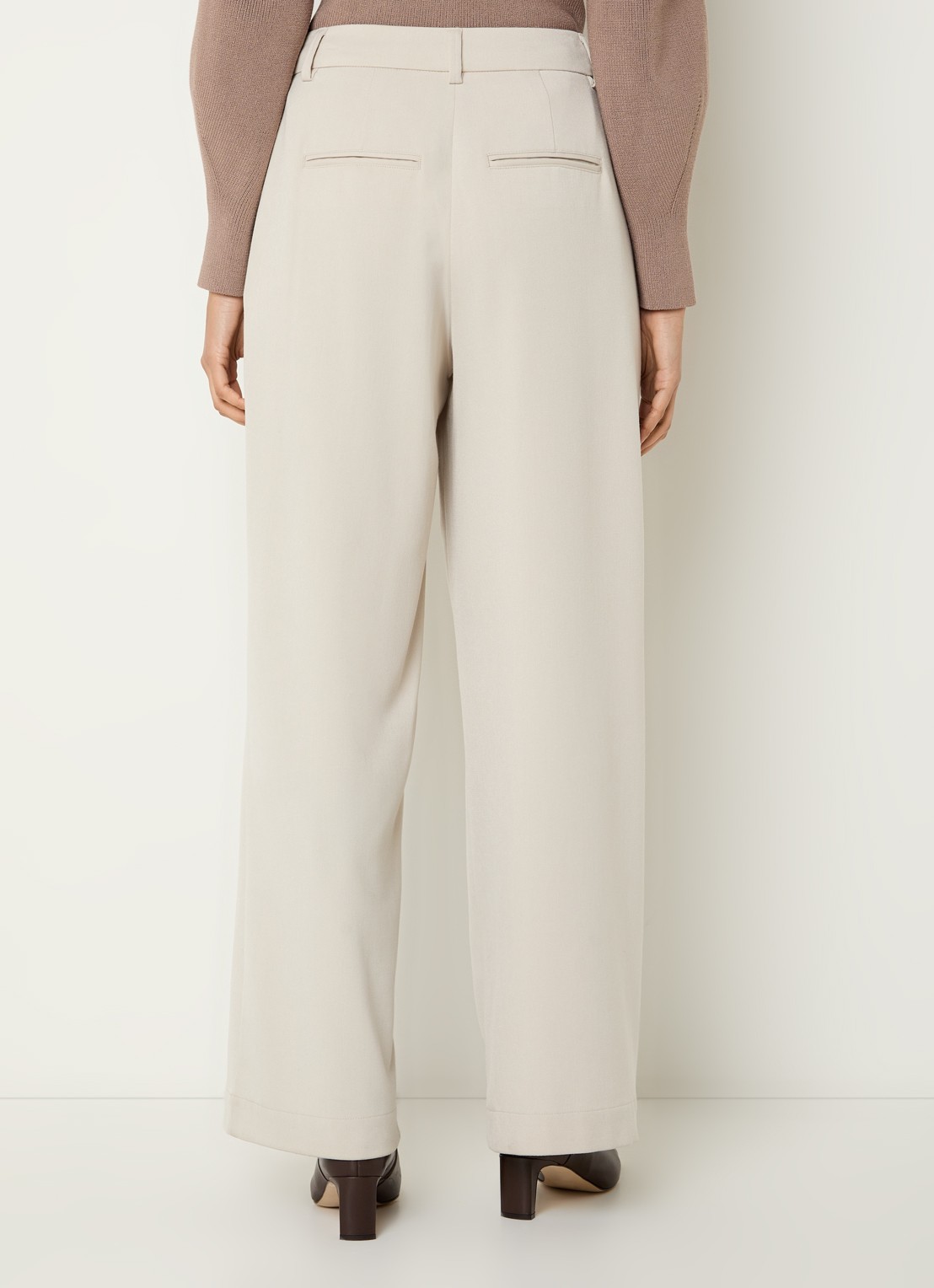 MSCH Copenhagen MSCHHenrika high waist loose fit pantalon met steekzakken - achterkant beige