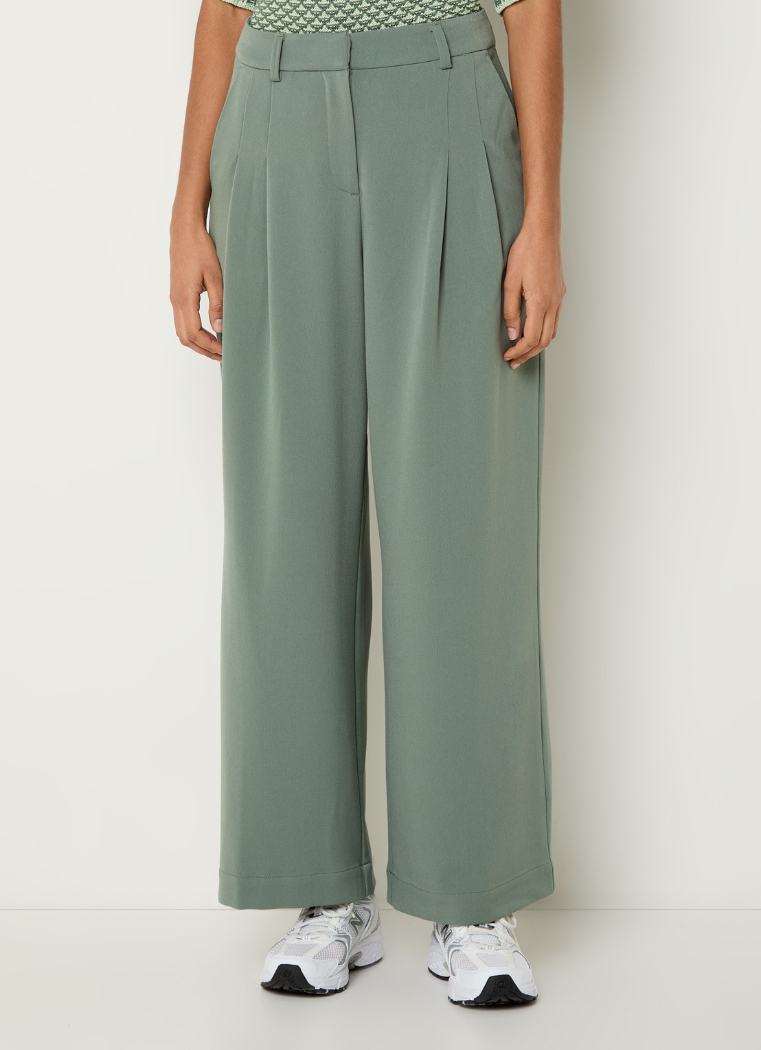 MSCH Copenhagen MSCHHenrika high waist loose fit pantalon met steekzakken - detail 4 groen