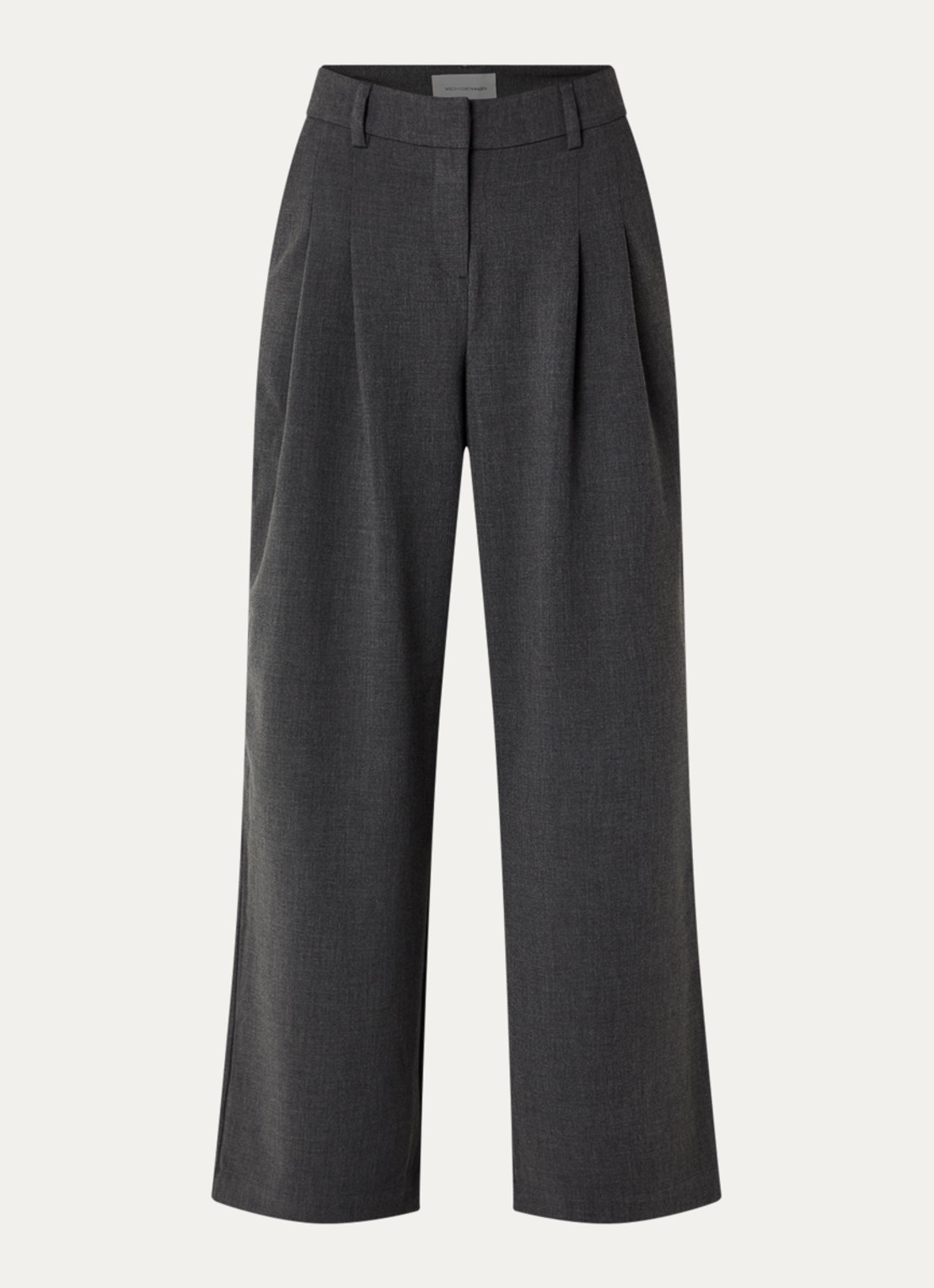 MSCH Copenhagen MSCHHenrike high waist wide leg pantalon met steekzakken - voorkant 2 donkergrijs