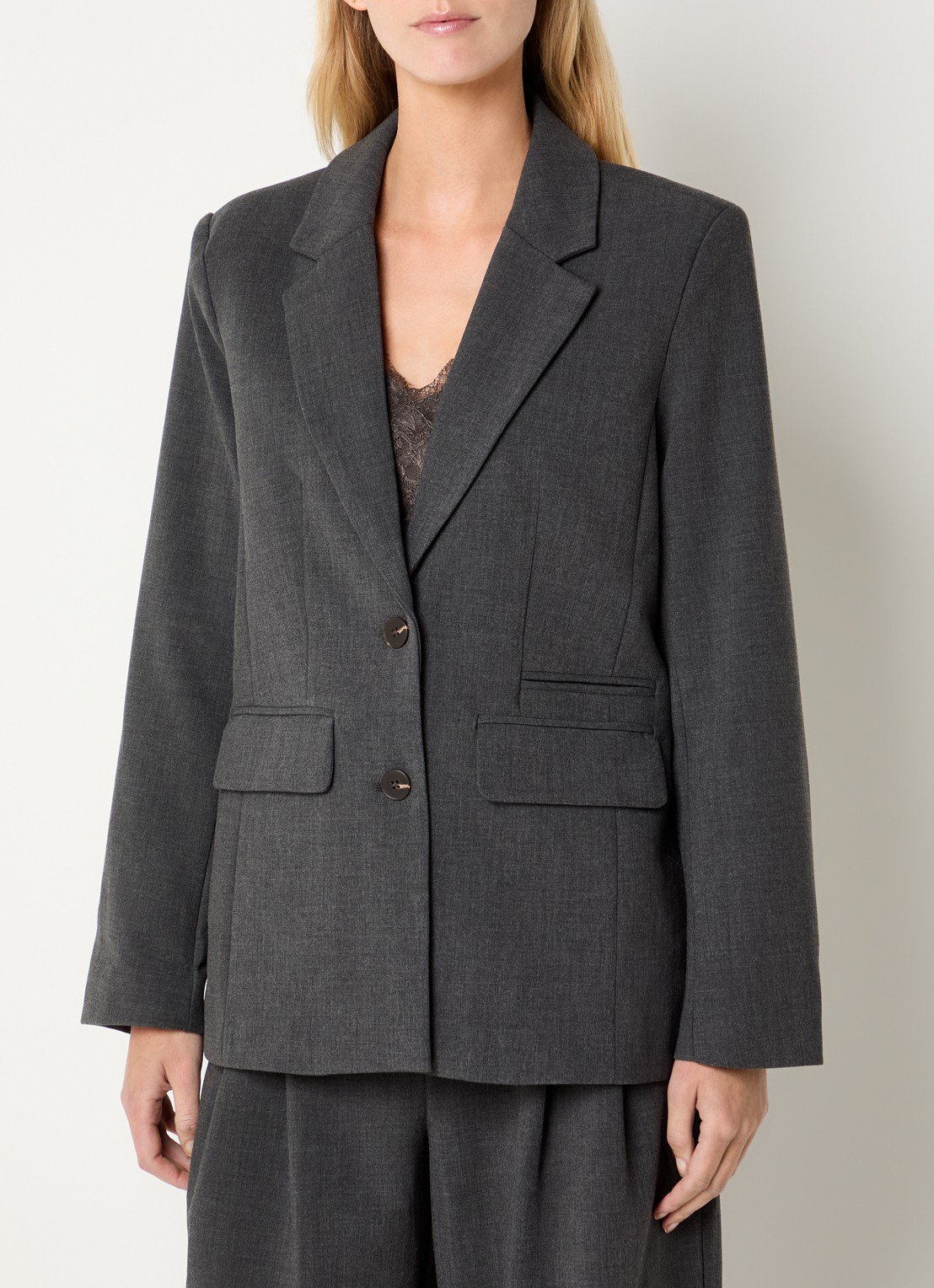 MSCH Copenhagen MSCHInge Henrikke single-breasted blazer met knoopdetail - detail 3 donkergrijs