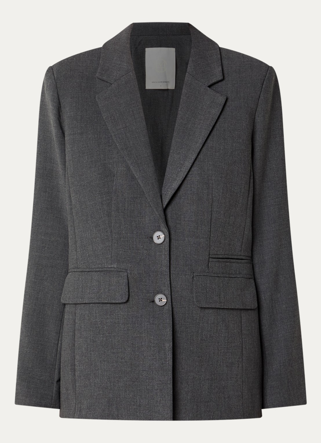 MSCH Copenhagen MSCHInge Henrikke single-breasted blazer met knoopdetail - voorkant donkergrijs