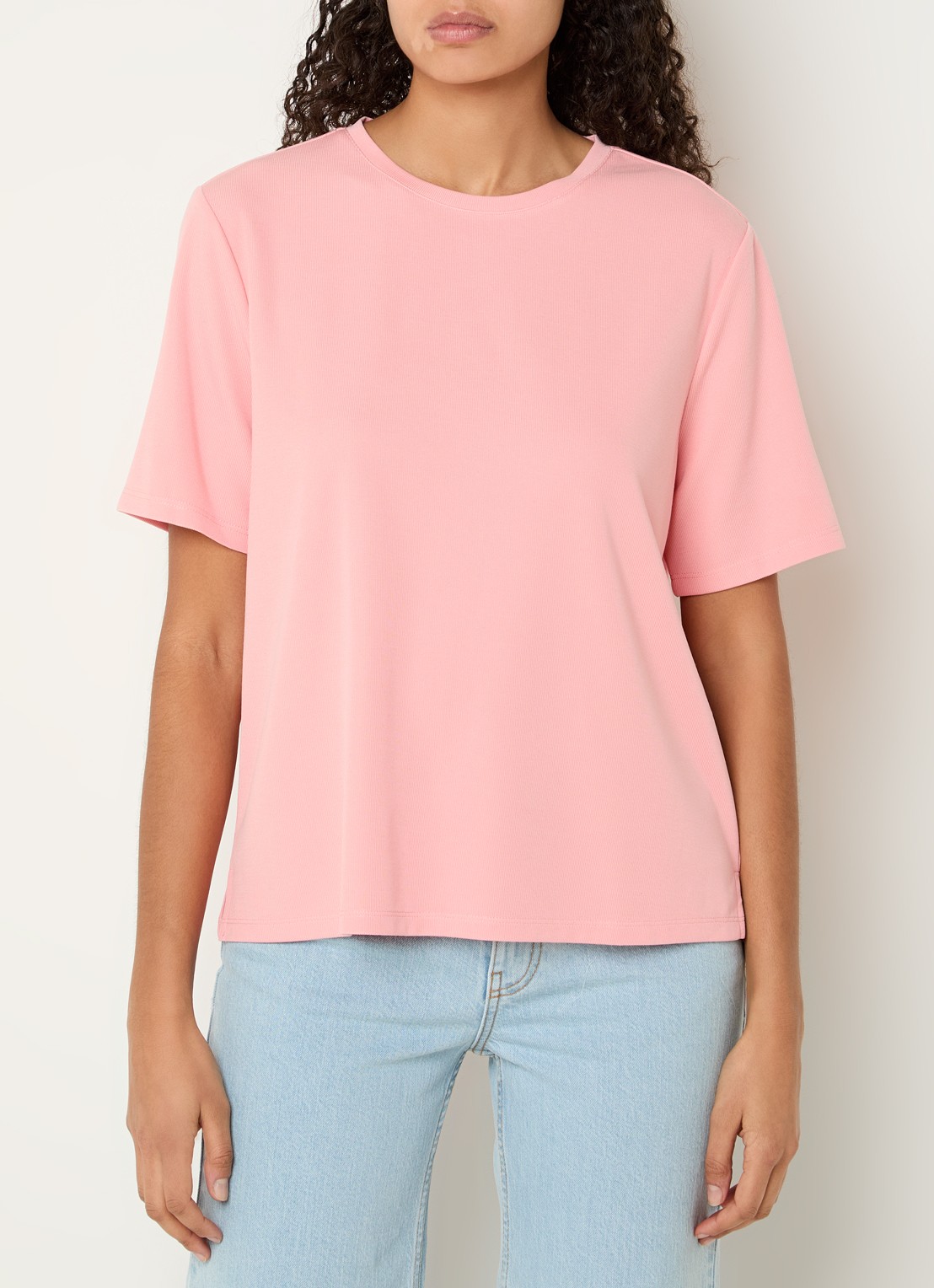 MSCH Copenhagen MSCHJacey T-shirt met ribstructuur - detail roze