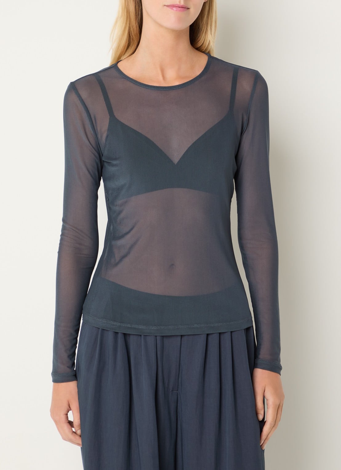 MSCH Copenhagen MSCHJanie Illenora semi-transparante top van mesh - detail 4 indigo