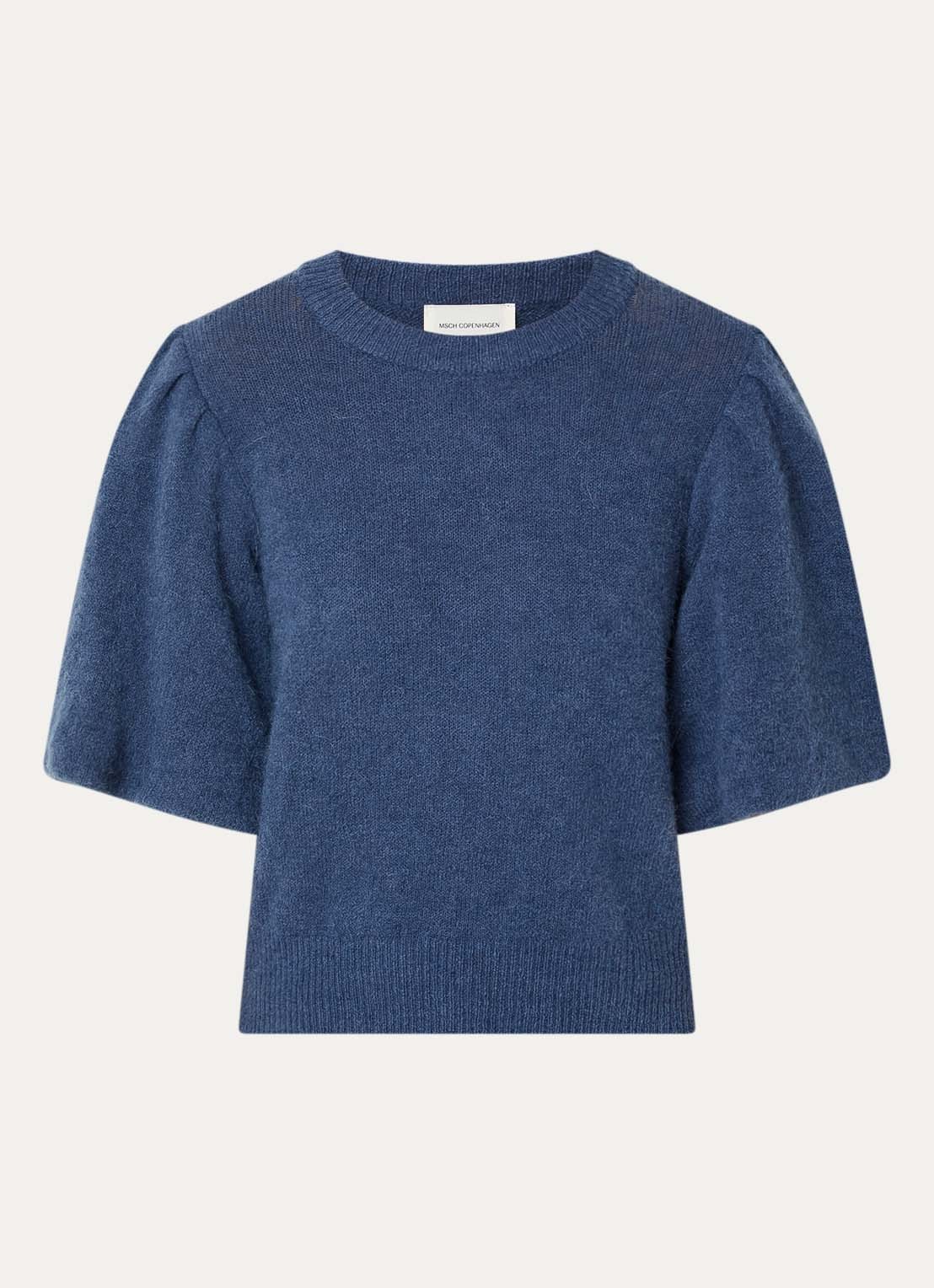 MSCH Copenhagen MSCHJinie fijngebreide trui in alpaca wolblend met vlindermouwen - voorkant 2 blauw