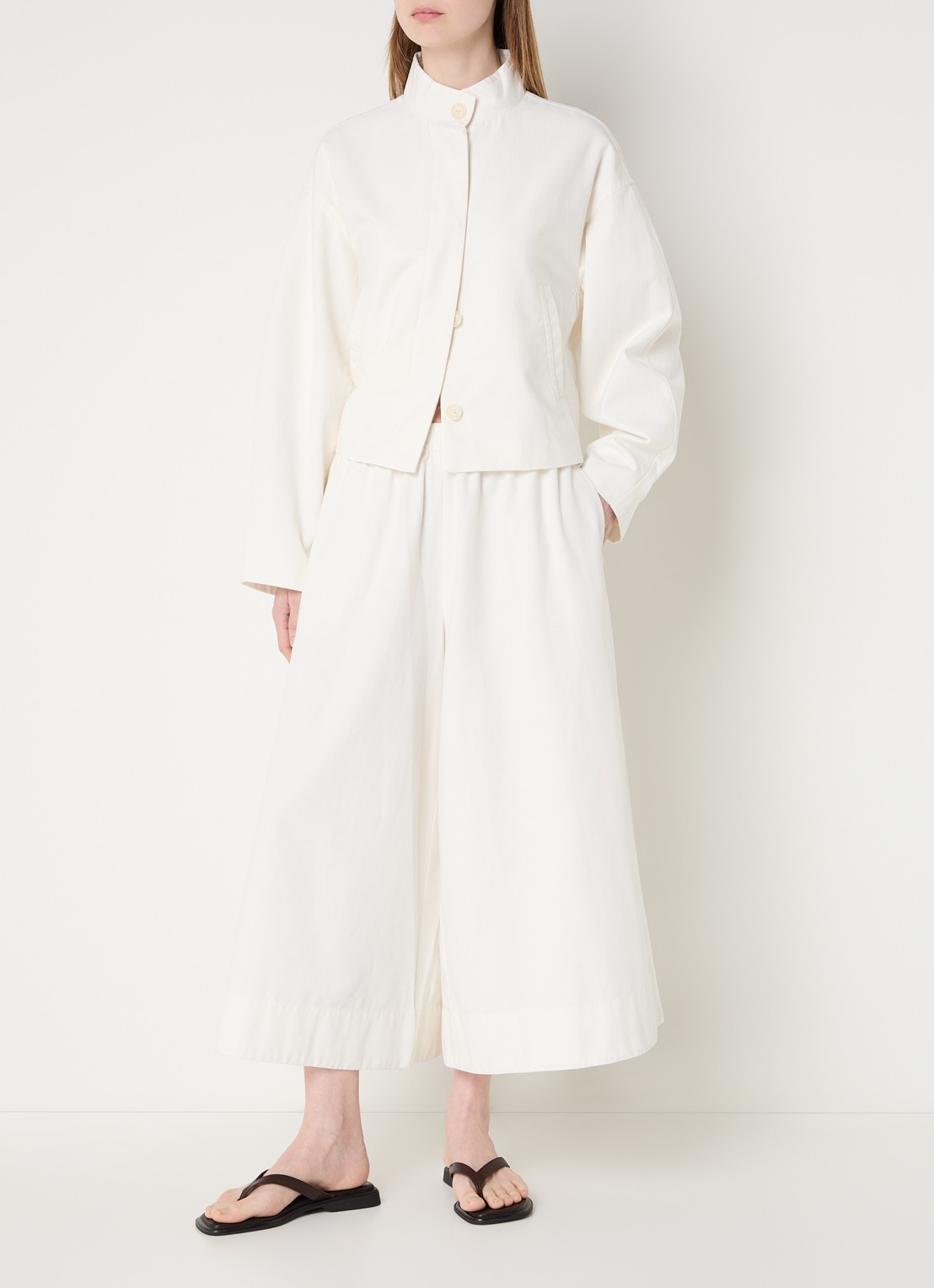 MSCH Copenhagen MSCHJosilyn high waist wide fit culotte met steekzakken - voorkant 4 wit