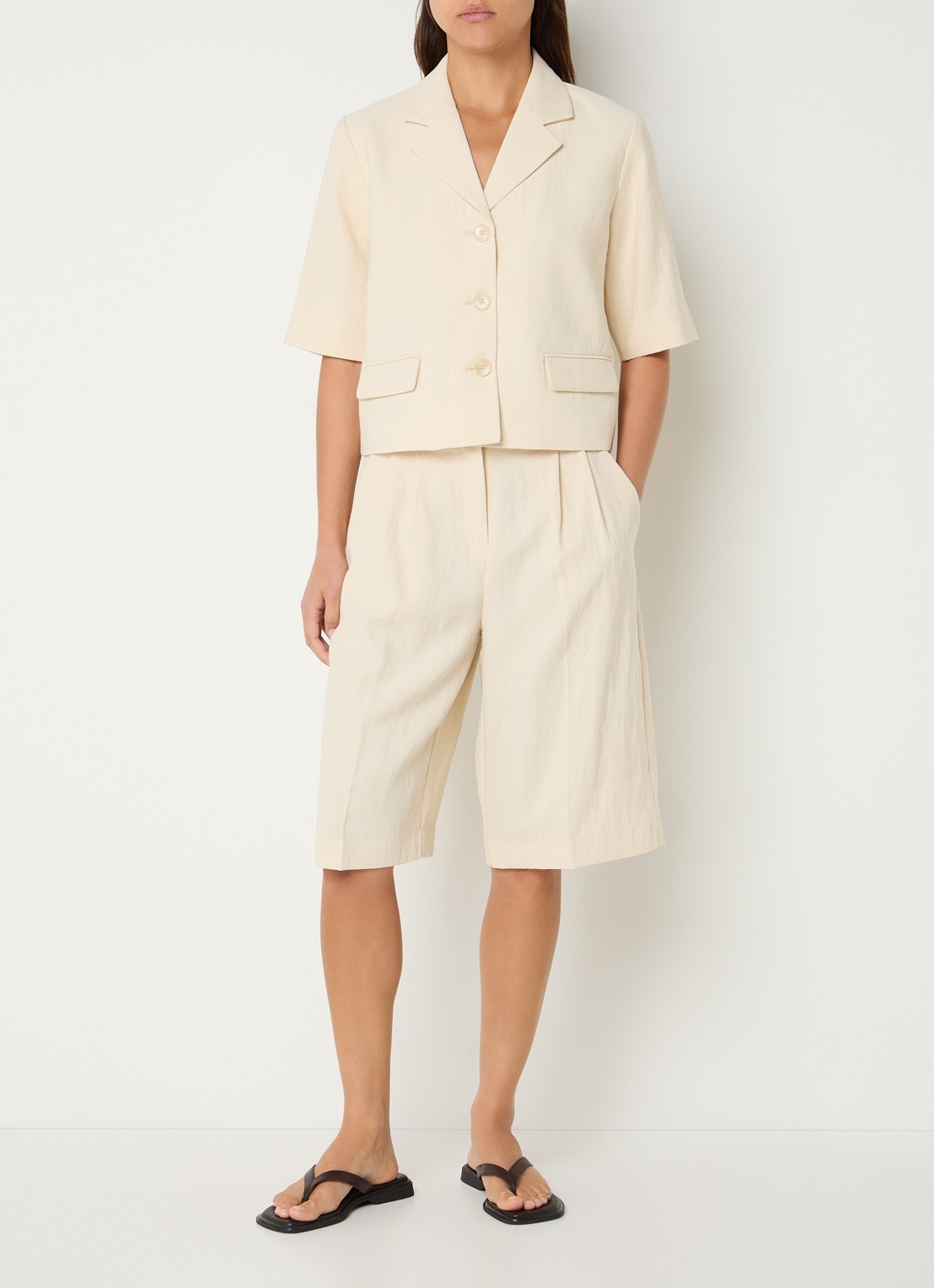 MSCH Copenhagen MSCHKeeley blouse met klepzakken - voorkant 3 beige
