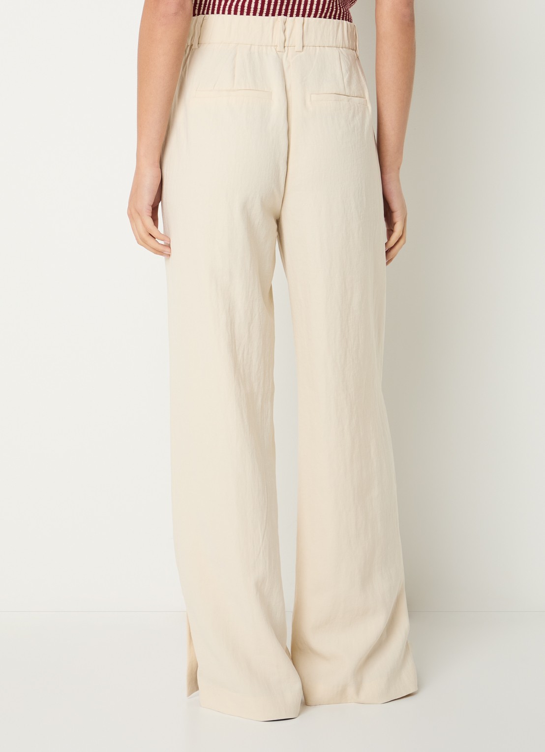 MSCH Copenhagen MSCHKeeley high waist wide fit pantalon met steekzakken - achterkant beige