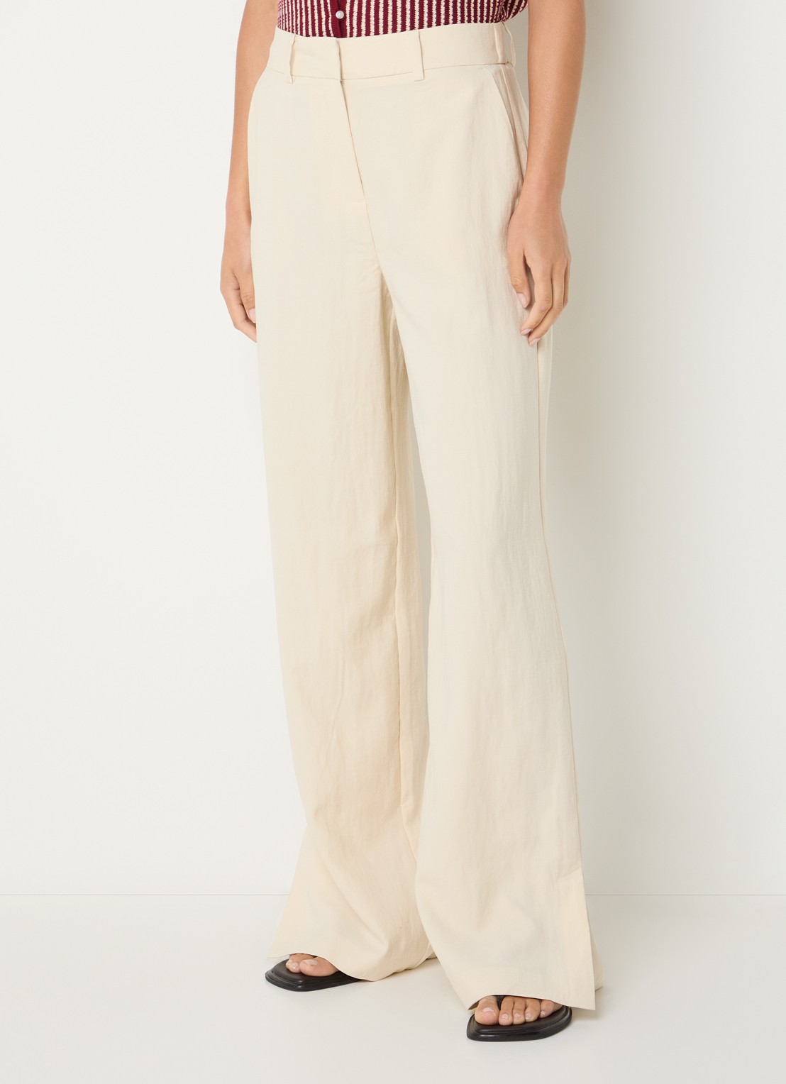 MSCH Copenhagen MSCHKeeley high waist wide fit pantalon met steekzakken - detail 4 beige