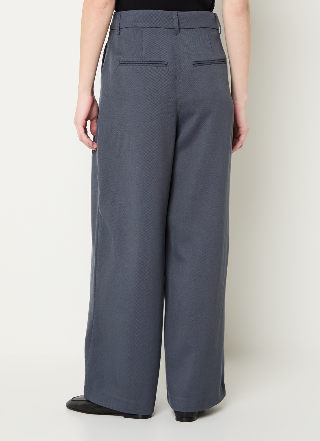 MSCH Copenhagen MSCHLauretta high waist wide fit pantalon in wolblend - achterkant 4 blauw