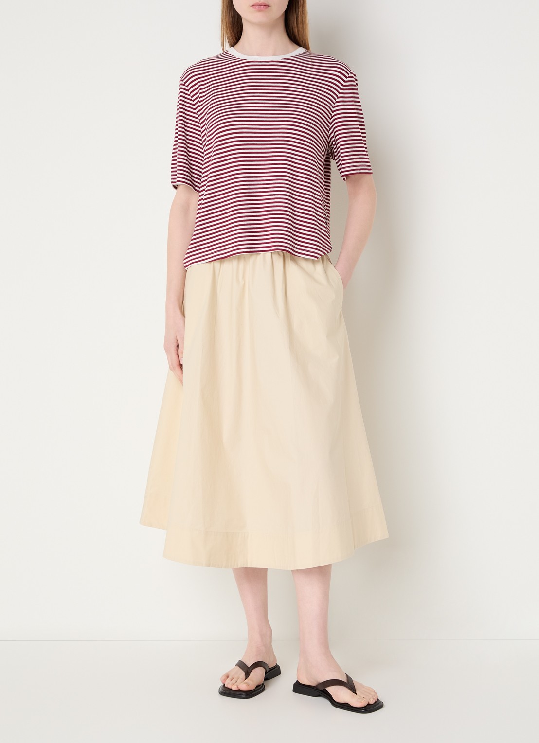 MSCH Copenhagen MSCHLenna midi A-lijn rok  - voorkant 3 beige