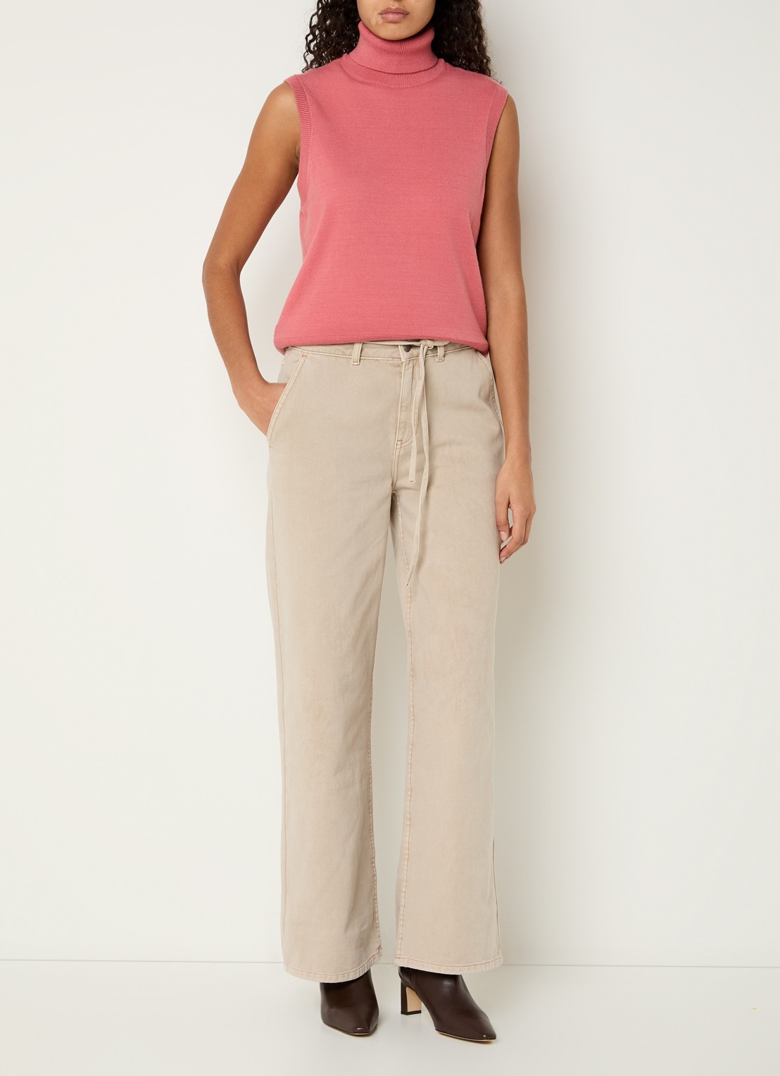 MSCH Copenhagen MSCHLio high waist regular fit jeans met gekleurde wassing - voorkant 2 beige