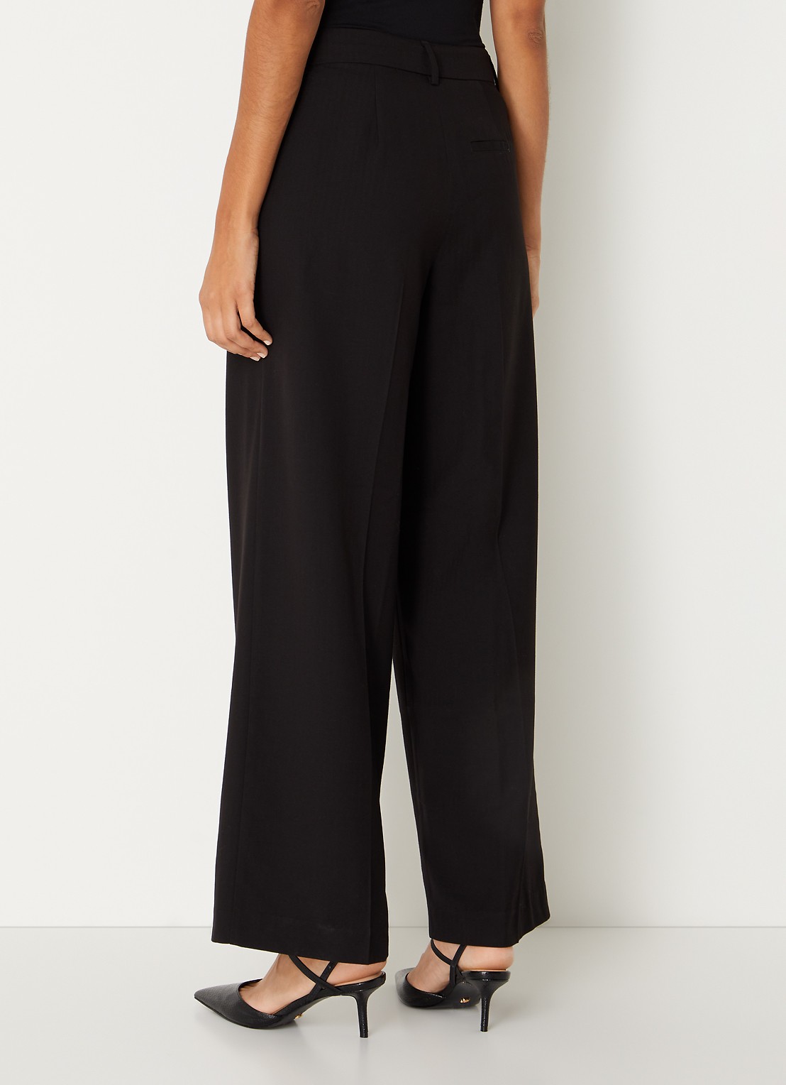 MSCH Copenhagen MSCHMachella high waist wide fit pantalon met steekzakken - achterkant zwart