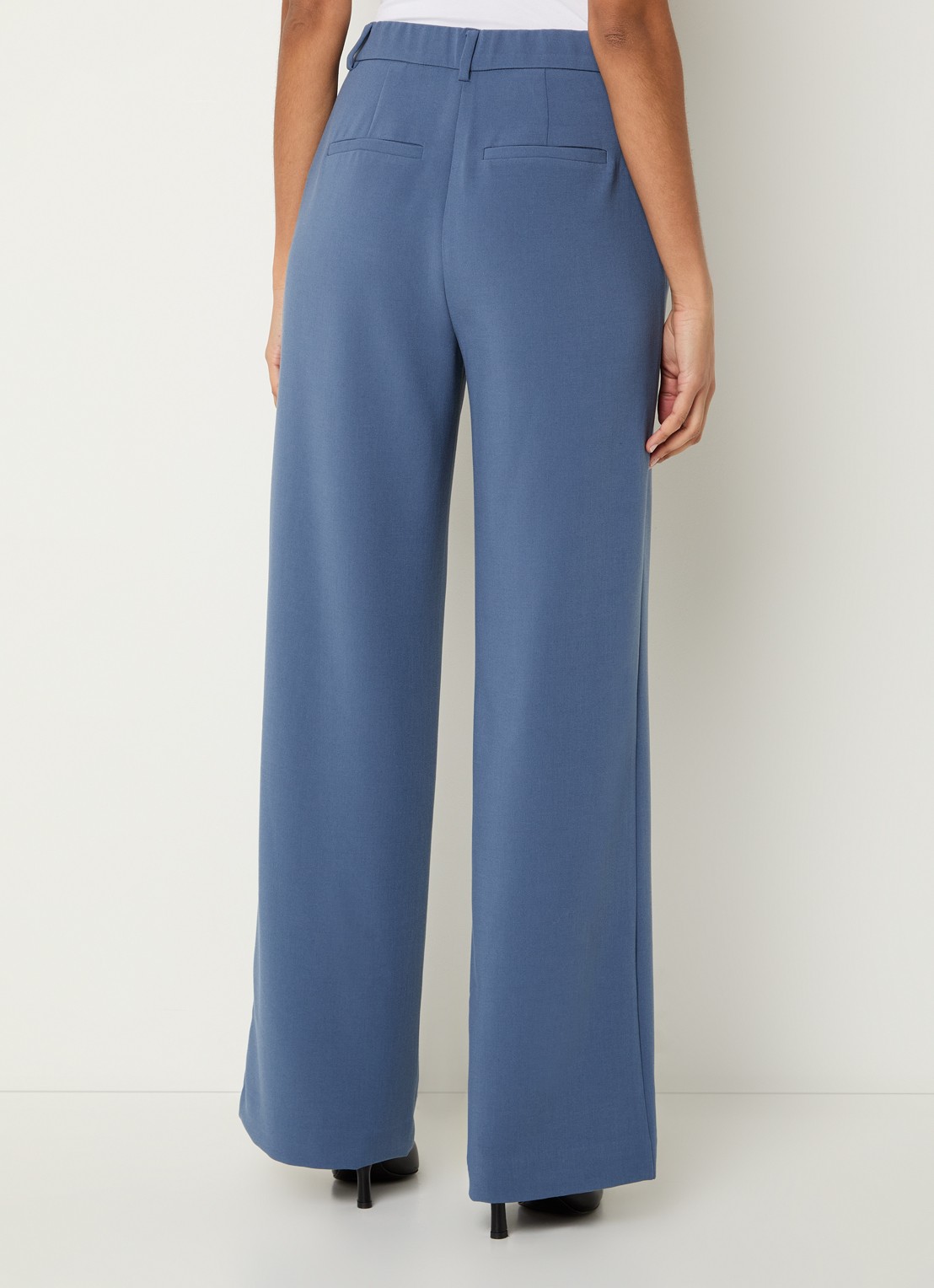 MSCH Copenhagen MSCHMacy high waist wide fit pantalon met steekzakken - achterkant 3 staalblauw