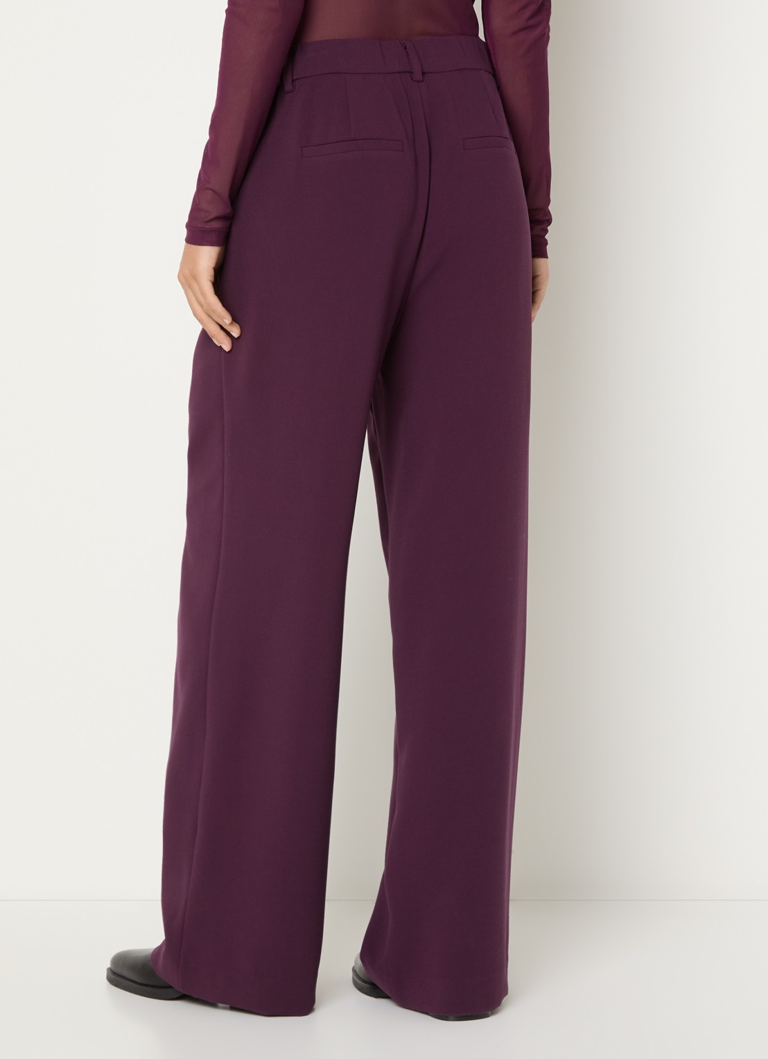 MSCH Copenhagen MSCHMacy high waist wide fit pantalon met steekzakken - achterkant 4 paars
