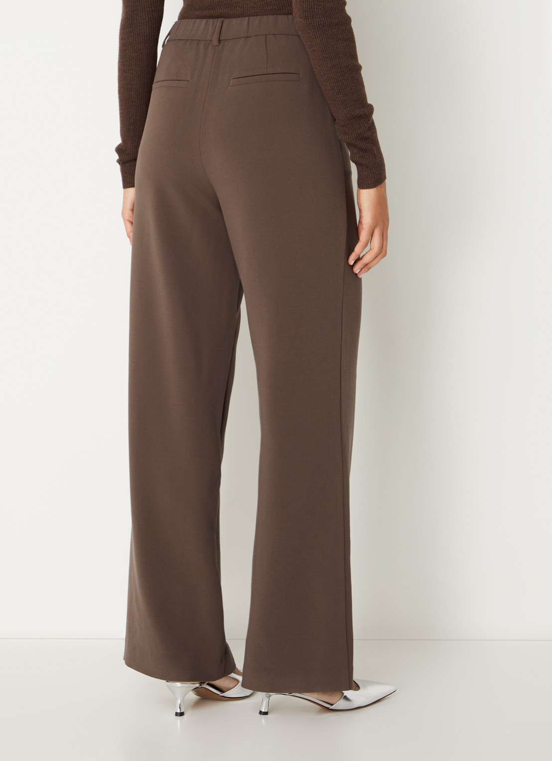 MSCH Copenhagen MSCHMacy Michelle high waist straight fit pantalon met steekzakken - achterkant 2 bruin