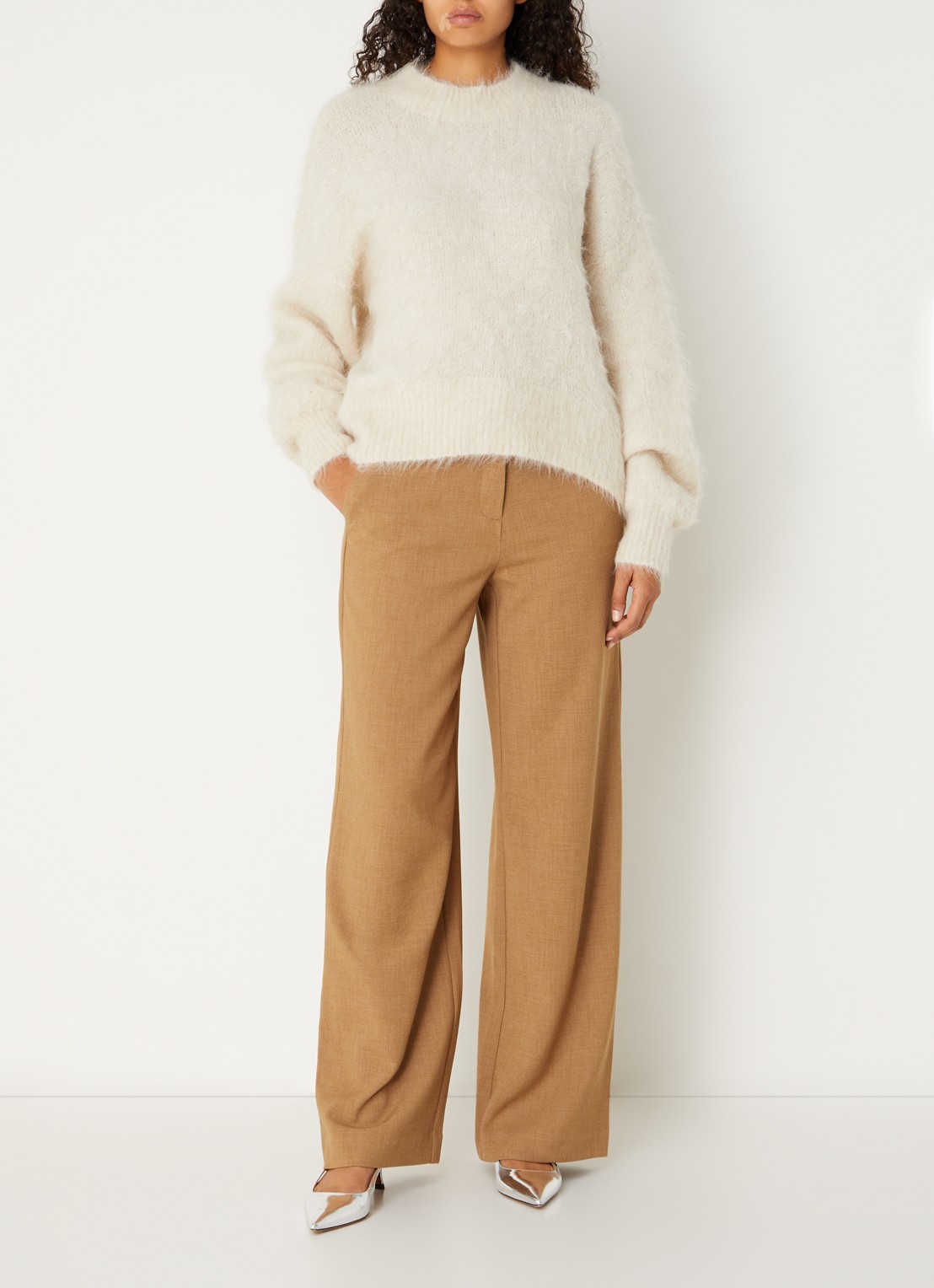 MSCH Copenhagen MSCHMacy Michelle high waist straight fit pantalon met steekzakken - voorkant 3 camel