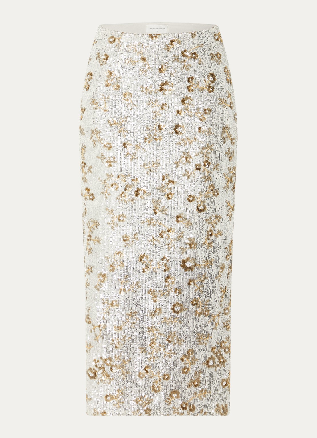MSCH Copenhagen MSCHMagnolia midi rok met pailletten en kralendecoratie - voorkant zilver