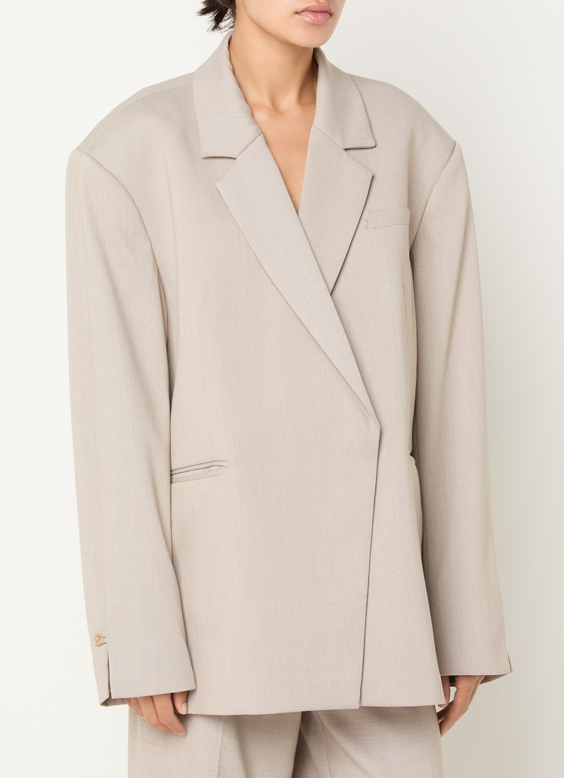 MSCH Copenhagen MSCHMarceli oversized blazer met schoudervulling - detail taupe