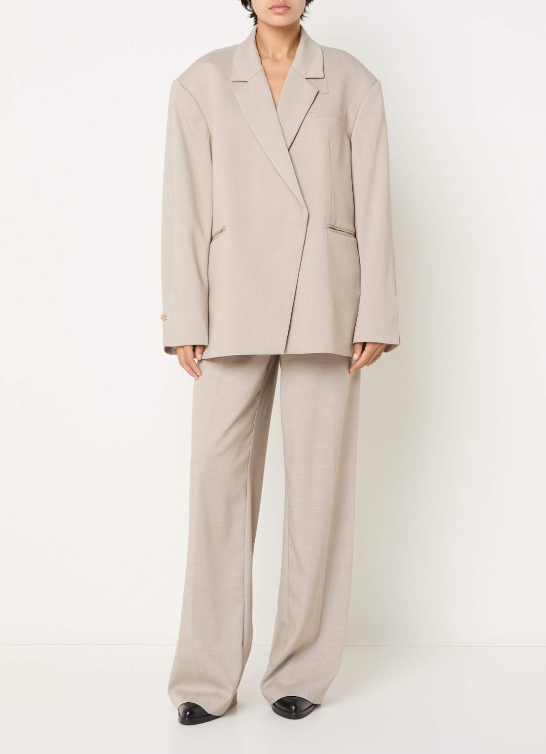 MSCH Copenhagen MSCHMarceli oversized blazer met schoudervulling - voorkant 4 taupe