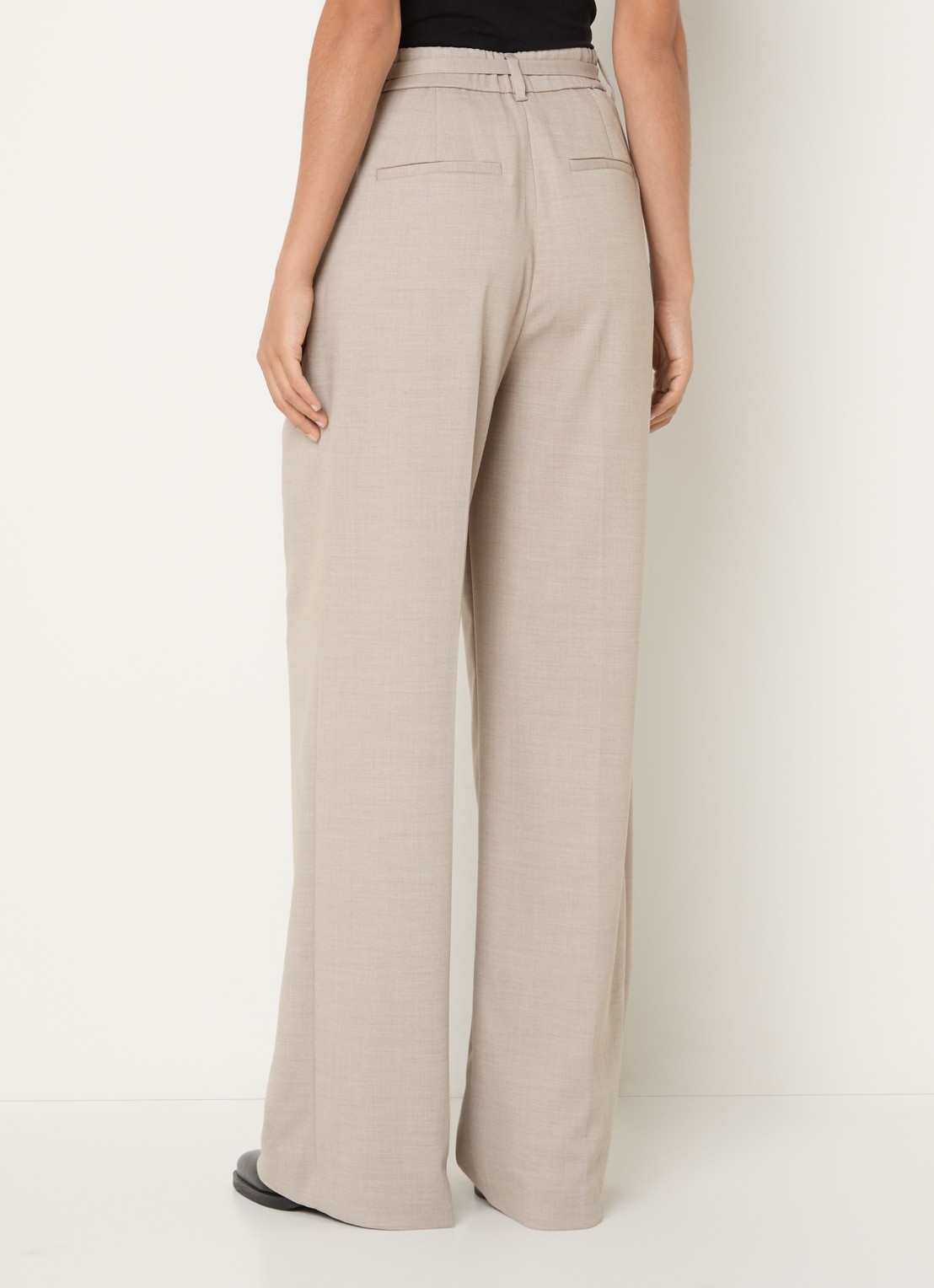MSCH Copenhagen MSCHMarcell high waist straight fit pantalon met strikceintuur - achterkant taupe