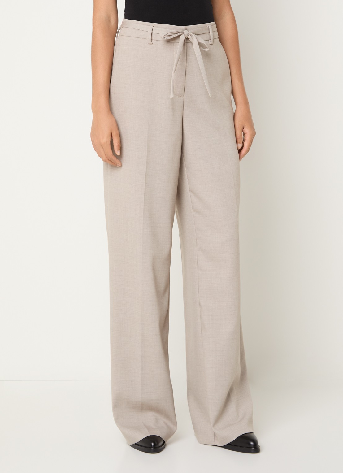 MSCH Copenhagen MSCHMarcell high waist straight fit pantalon met strikceintuur - detail 2 taupe