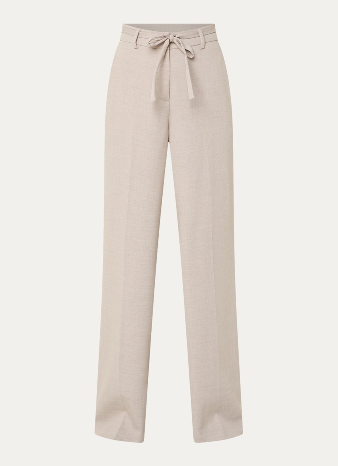 MSCH Copenhagen MSCHMarcell high waist straight fit pantalon met strikceintuur - voorkant 3 taupe