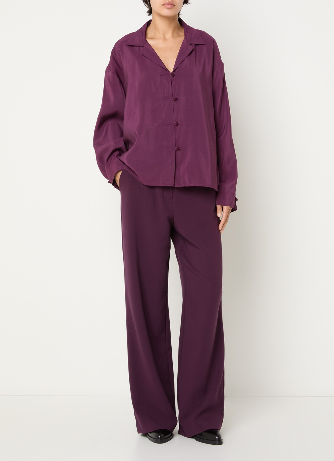 MSCH Copenhagen MSCHMarike blouse van satijn - voorkant 3 paars