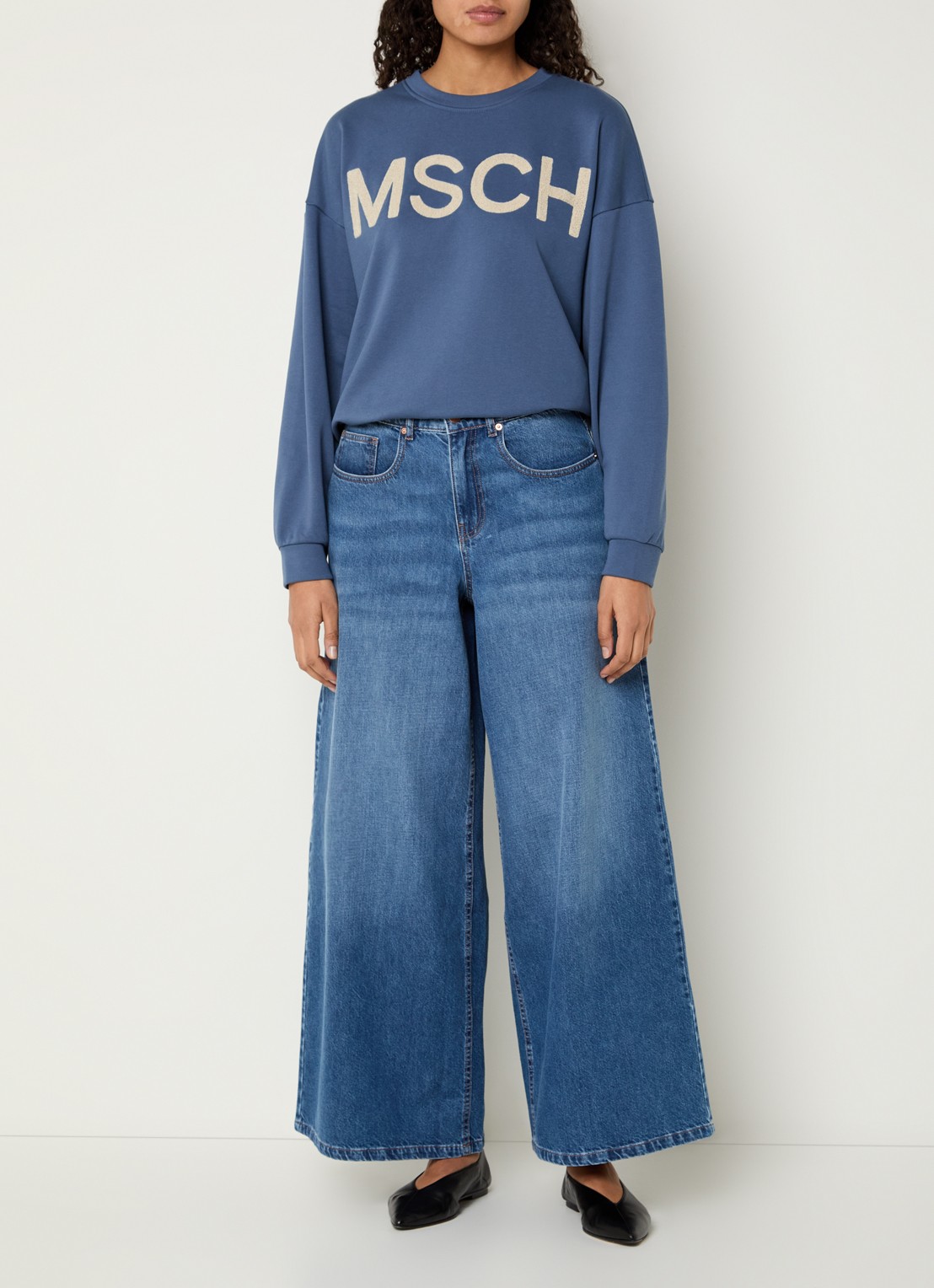 MSCH Copenhagen MSCHMela sweater met logoprint - voorkant 3 blauw
