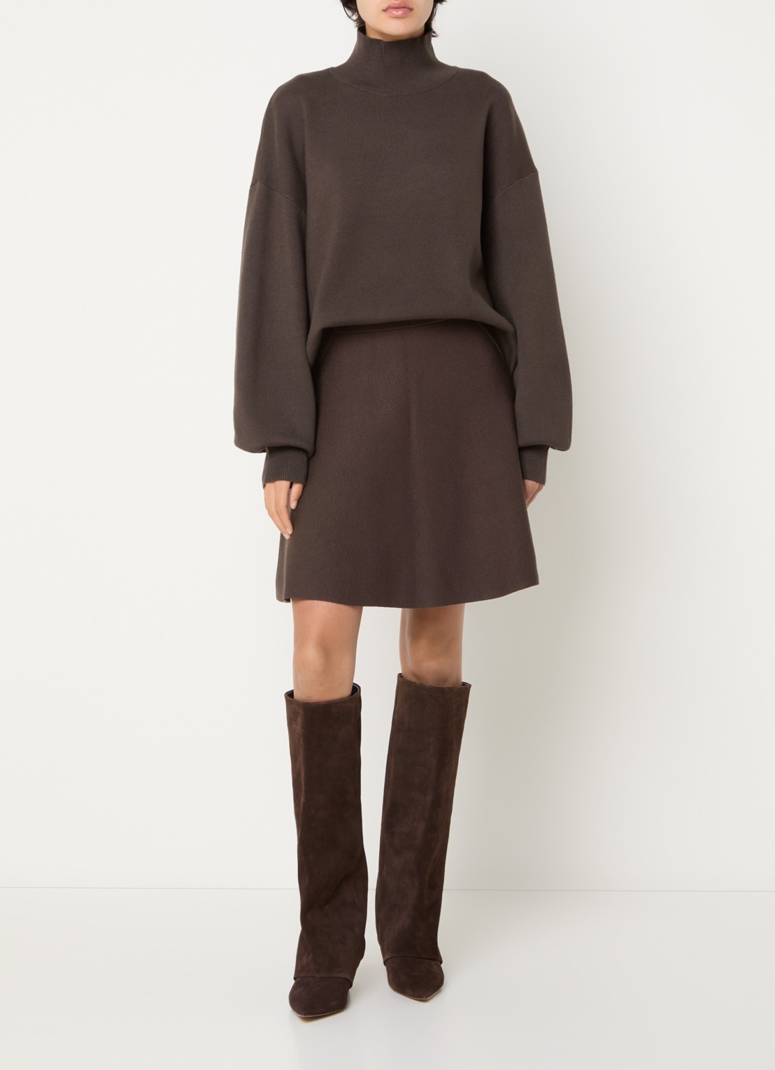 MSCH Copenhagen MSCHMercy fijngebreide pullover met opstaande kraag - voorkant 4 bruin