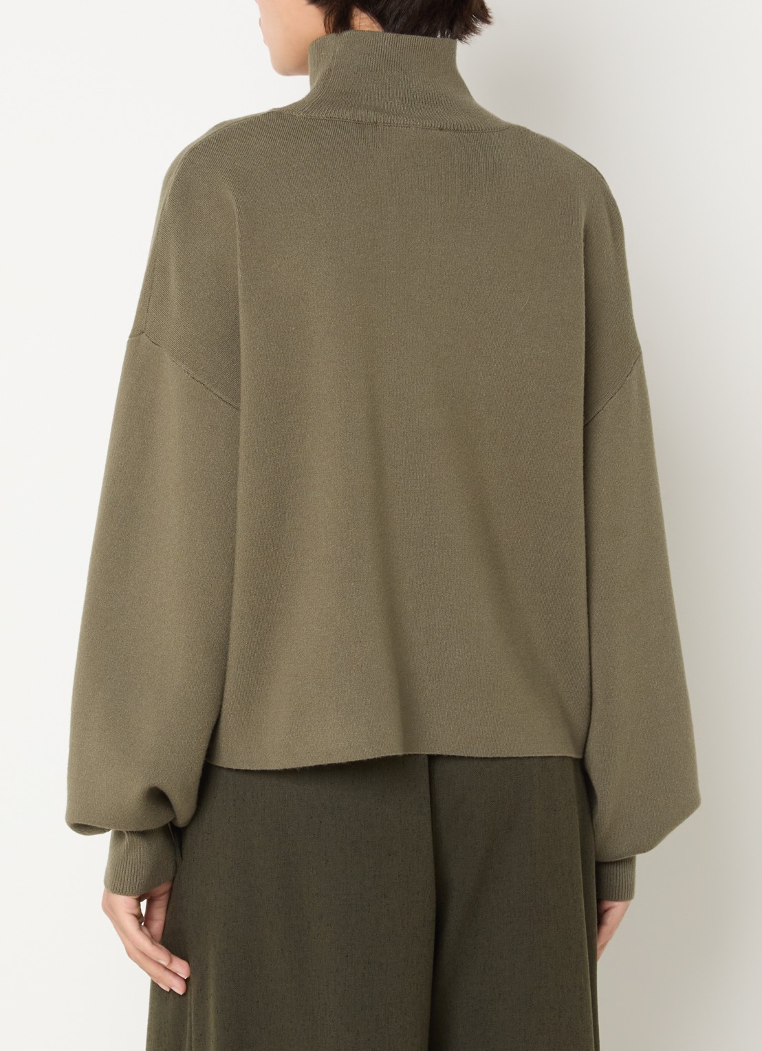 MSCH Copenhagen MSCHMercy fijngebreide pullover met opstaande kraag - achterkant mosgroen