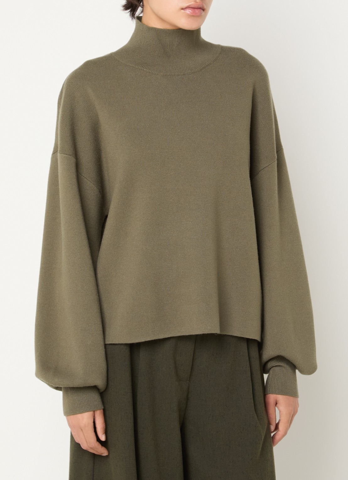 MSCH Copenhagen MSCHMercy fijngebreide pullover met opstaande kraag - detail 4 mosgroen