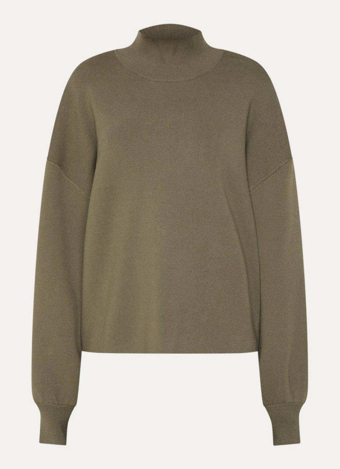 MSCH Copenhagen MSCHMercy fijngebreide pullover met opstaande kraag - voorkant 2 mosgroen