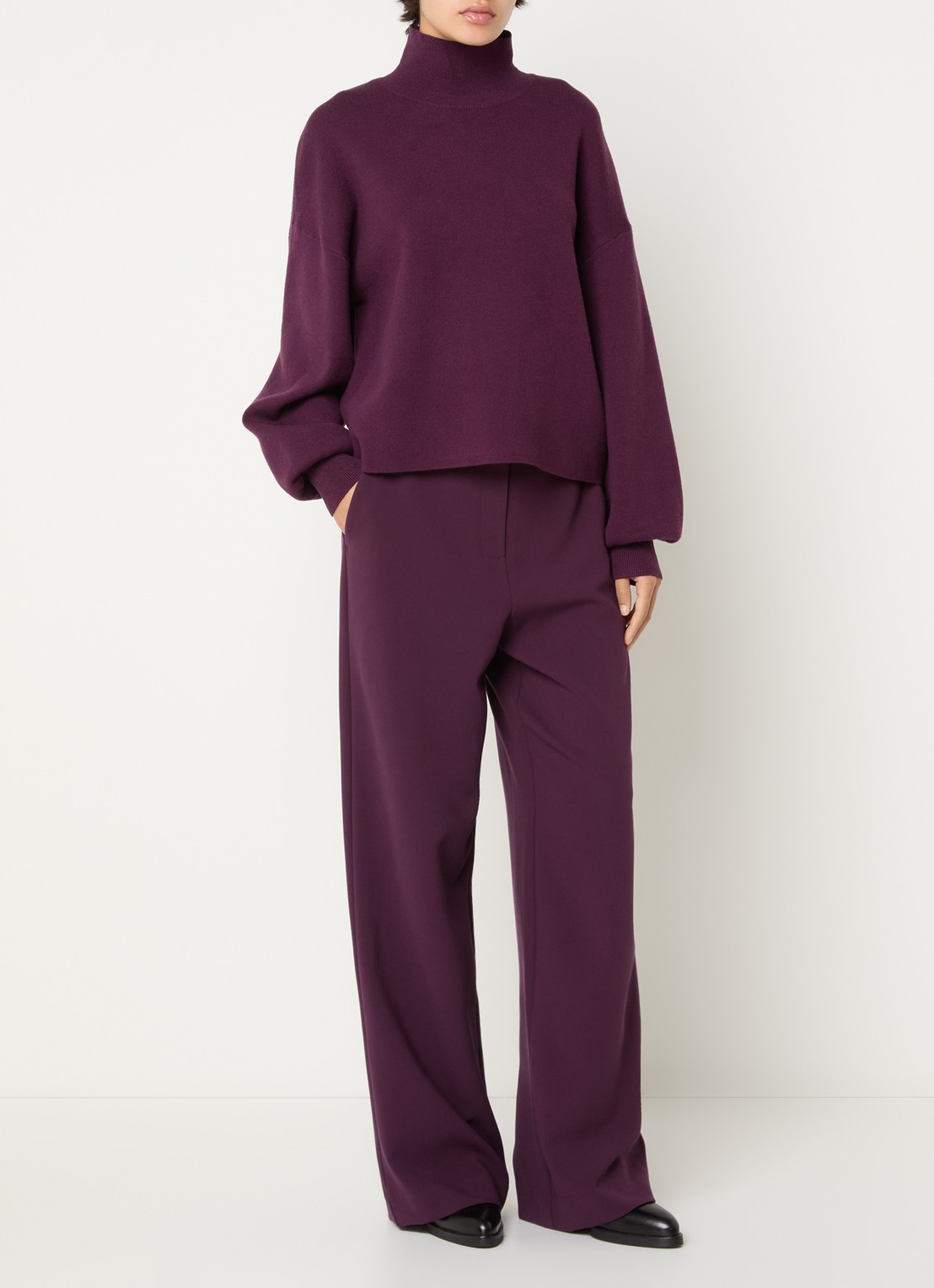 MSCH Copenhagen MSCHMercy fijngebreide pullover met opstaande kraag - voorkant 3 paars