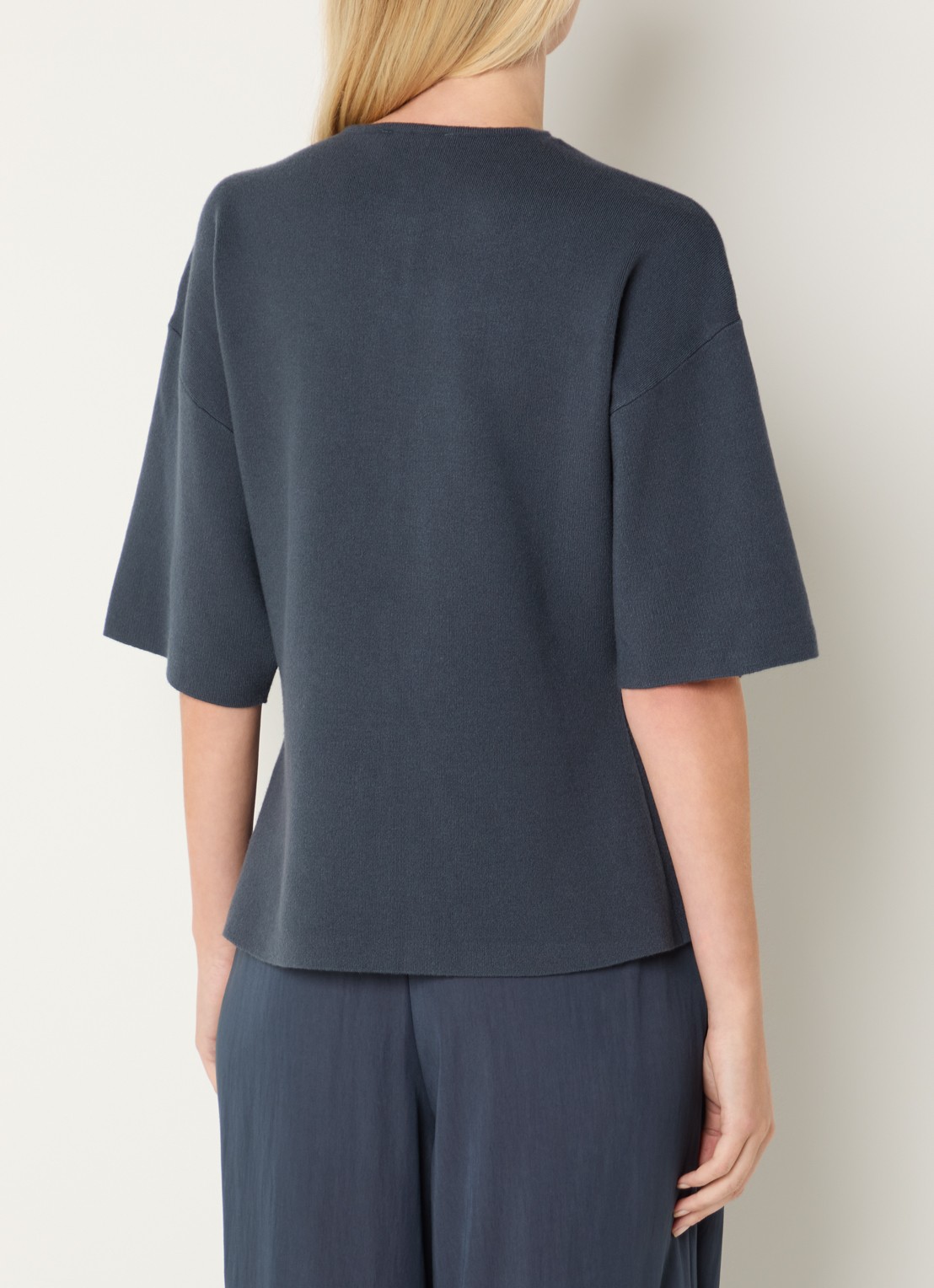MSCH Copenhagen MSCHMirielle fijngebreid vest met trompetmouw - achterkant 4 indigo