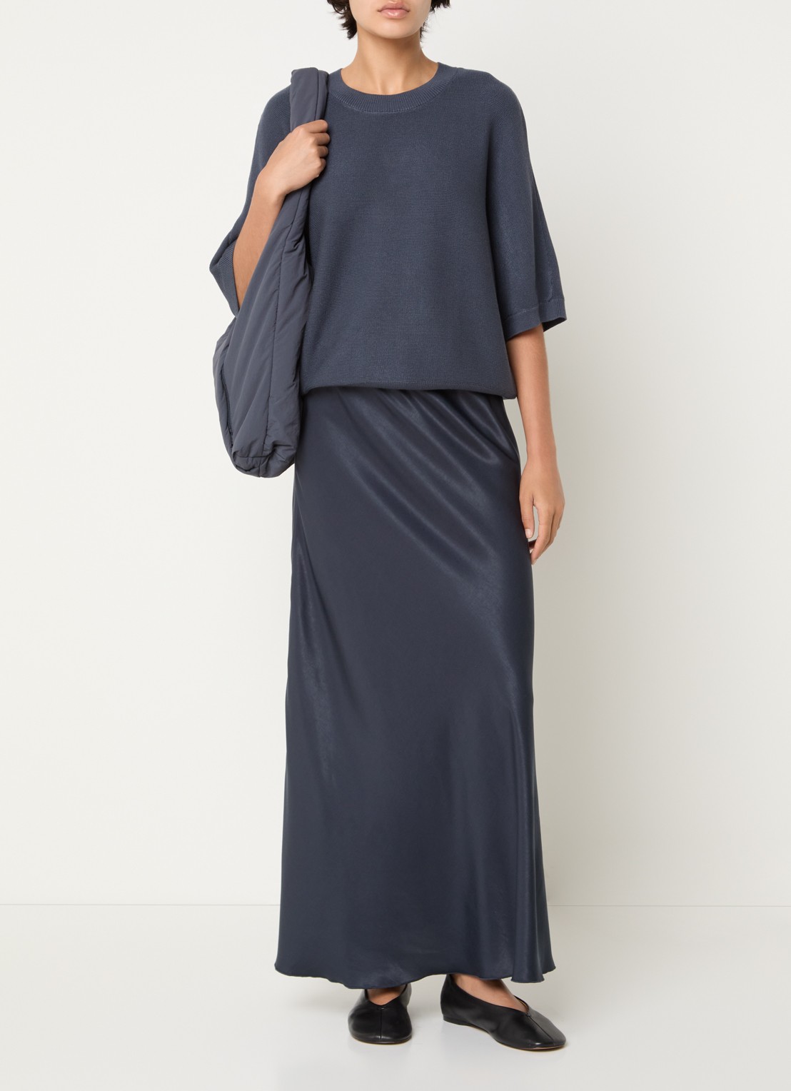 MSCH Copenhagen MSCHNicolette Ullas maxi rok van satijn - voorkant 2 indigo