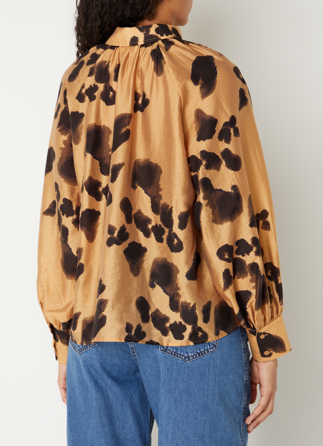 MSCH Copenhagen MSCHNilla Romina tuniek met panterprint en keyhole - achterkant camel