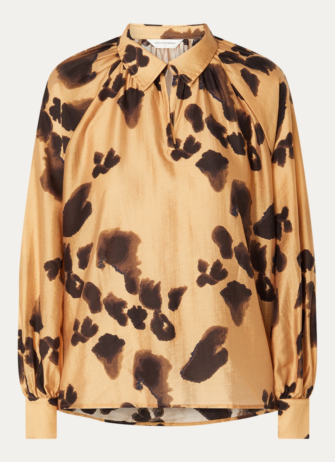 MSCH Copenhagen MSCHNilla Romina tuniek met panterprint en keyhole - voorkant 2 camel