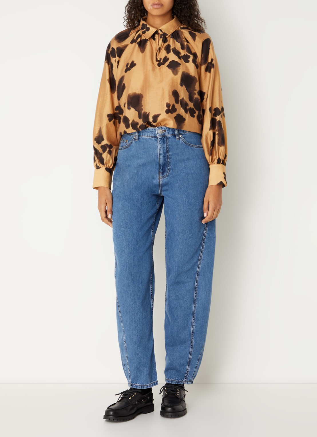 MSCH Copenhagen MSCHNilla Romina tuniek met panterprint en keyhole - voorkant 3 camel
