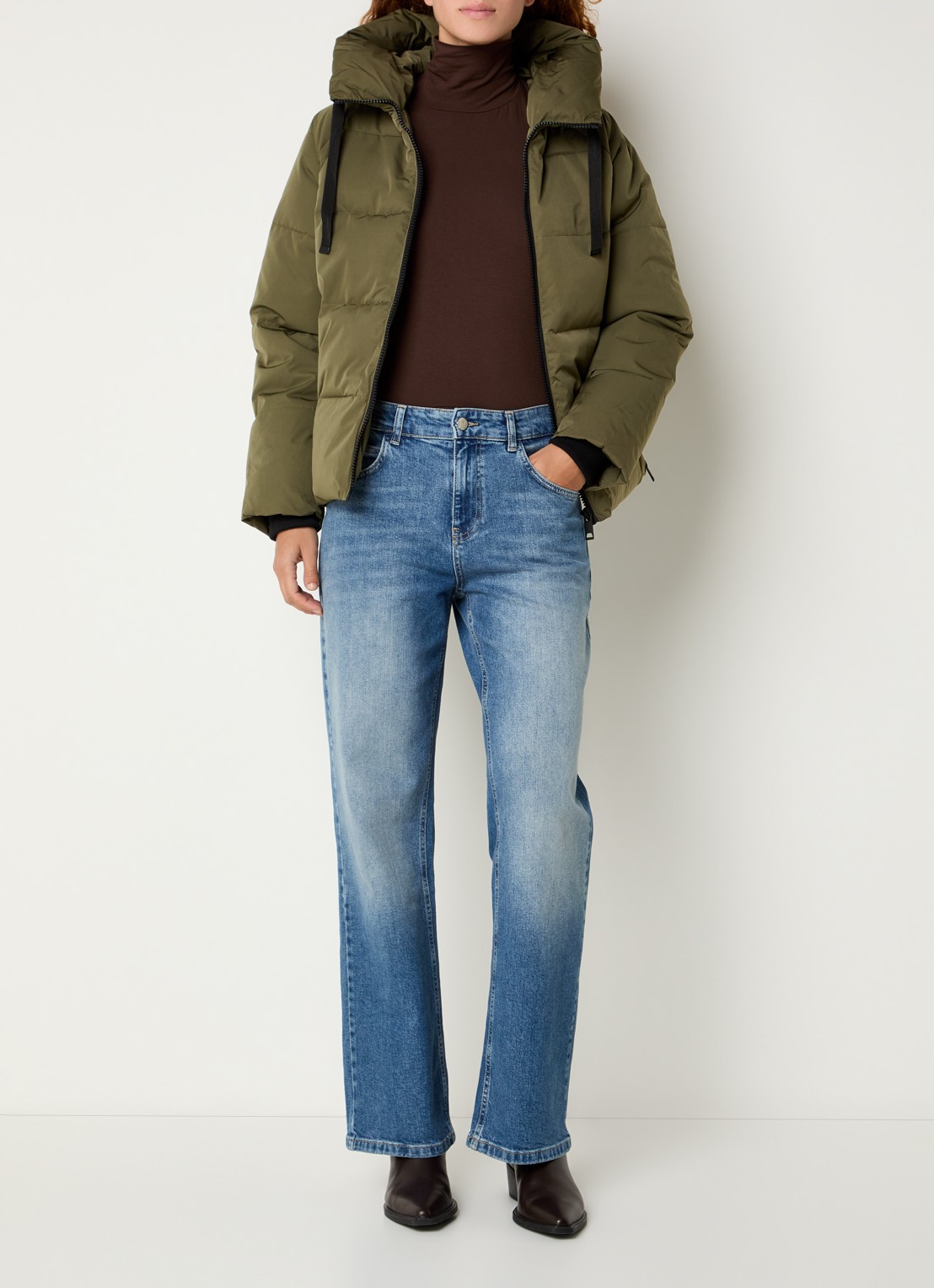 MSCH Copenhagen MSCHPavinaria puffer jack met steekzakken en capuchon - voorkant 2 groen